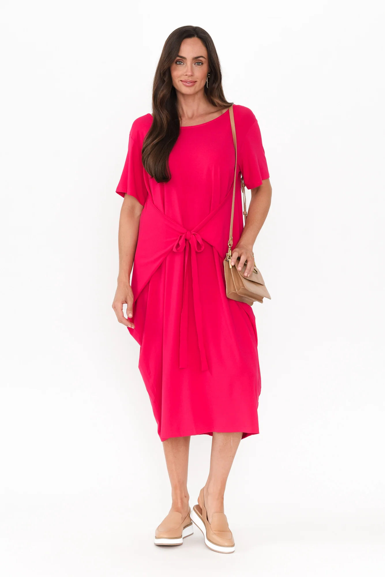 Tidal Raspberry Layered Bamboo Dress