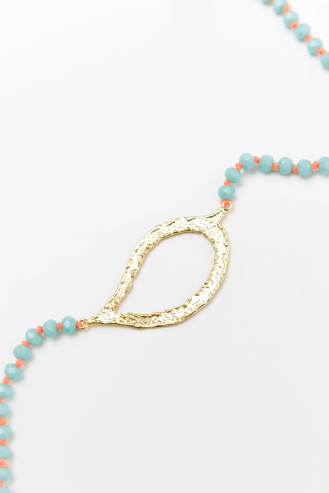 Zaire Aqua Beaded Leaf Necklace