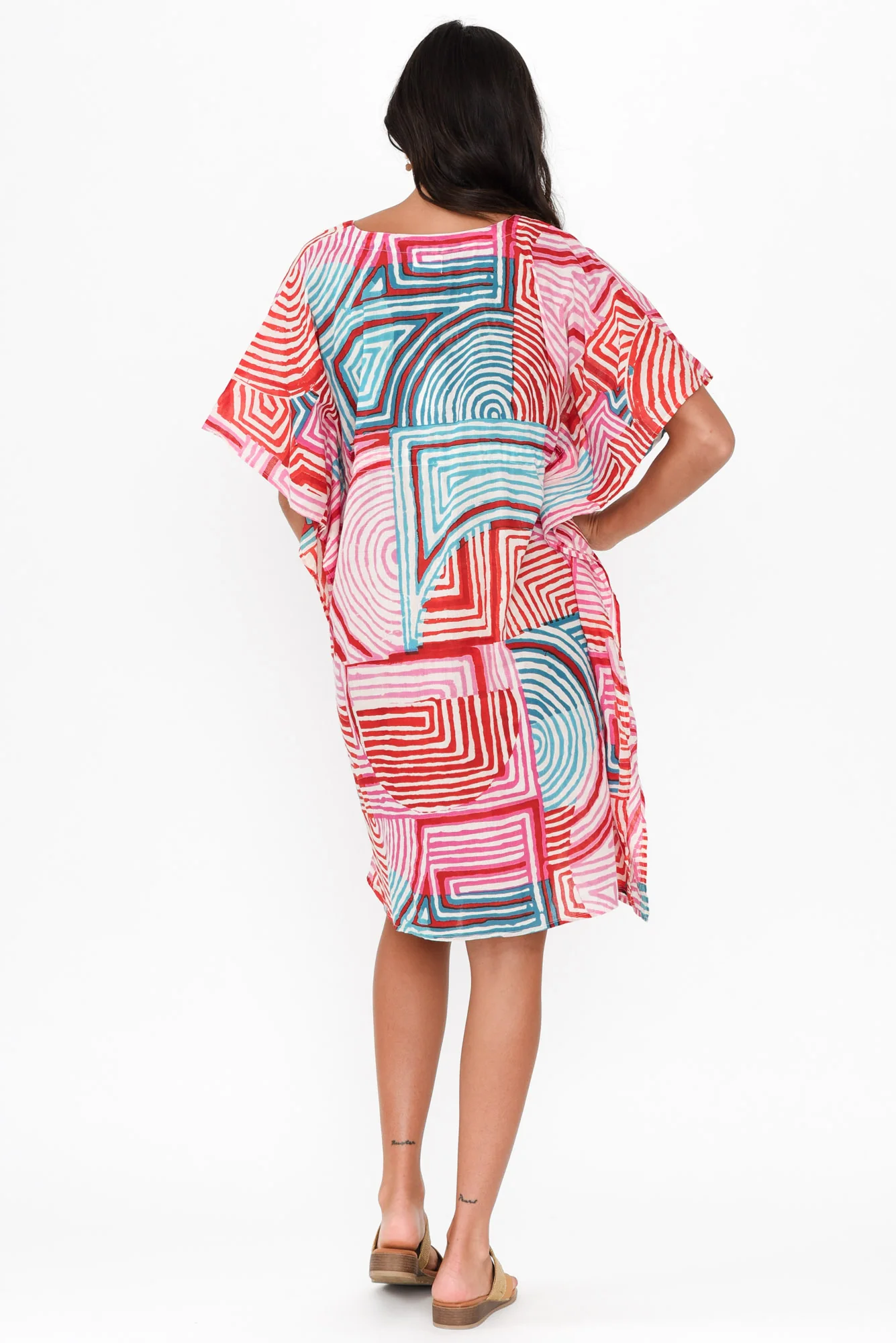 Isabel Pink Geo Cotton Kaftan