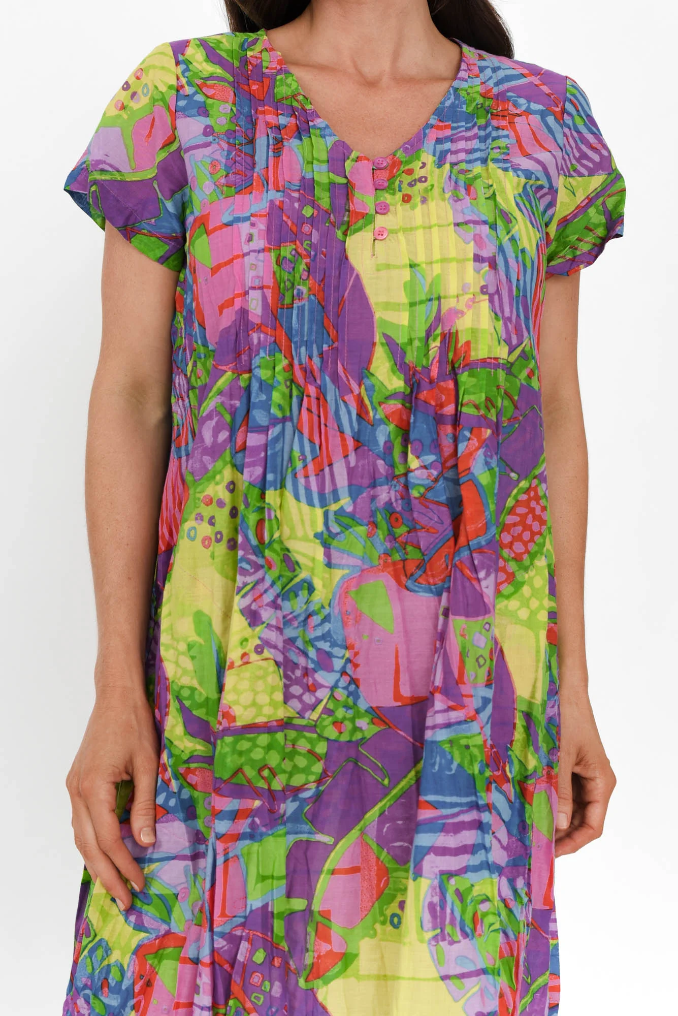 Sabina Purple Garden Crinkle Cotton Dress