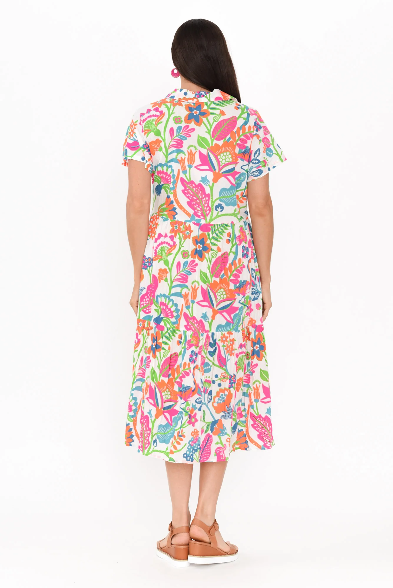 Chelly Pink Floral Cotton Collared Dress