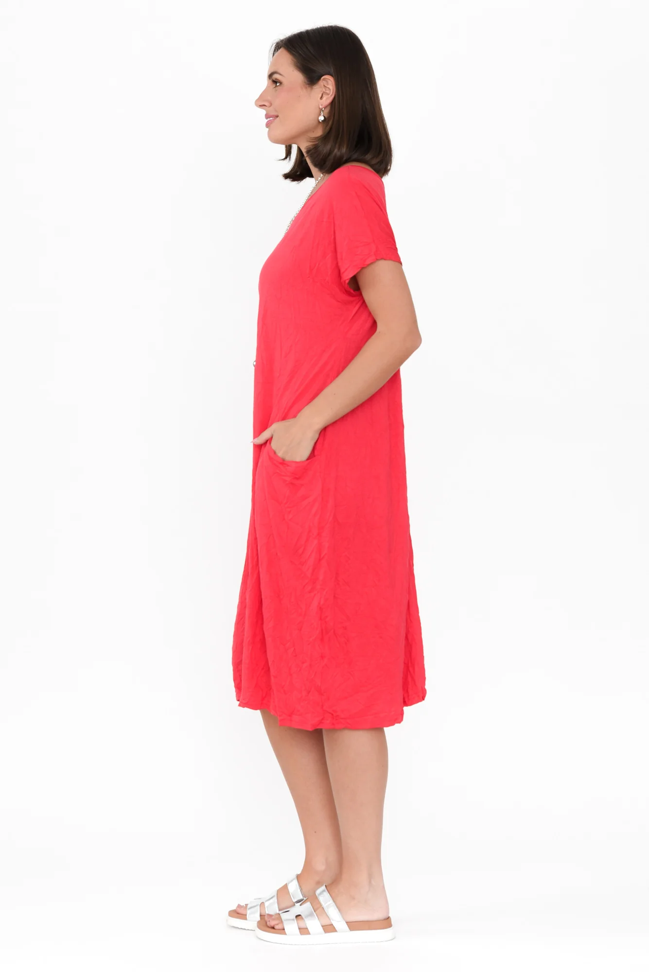 Travel Berry Crinkle Cotton Dress