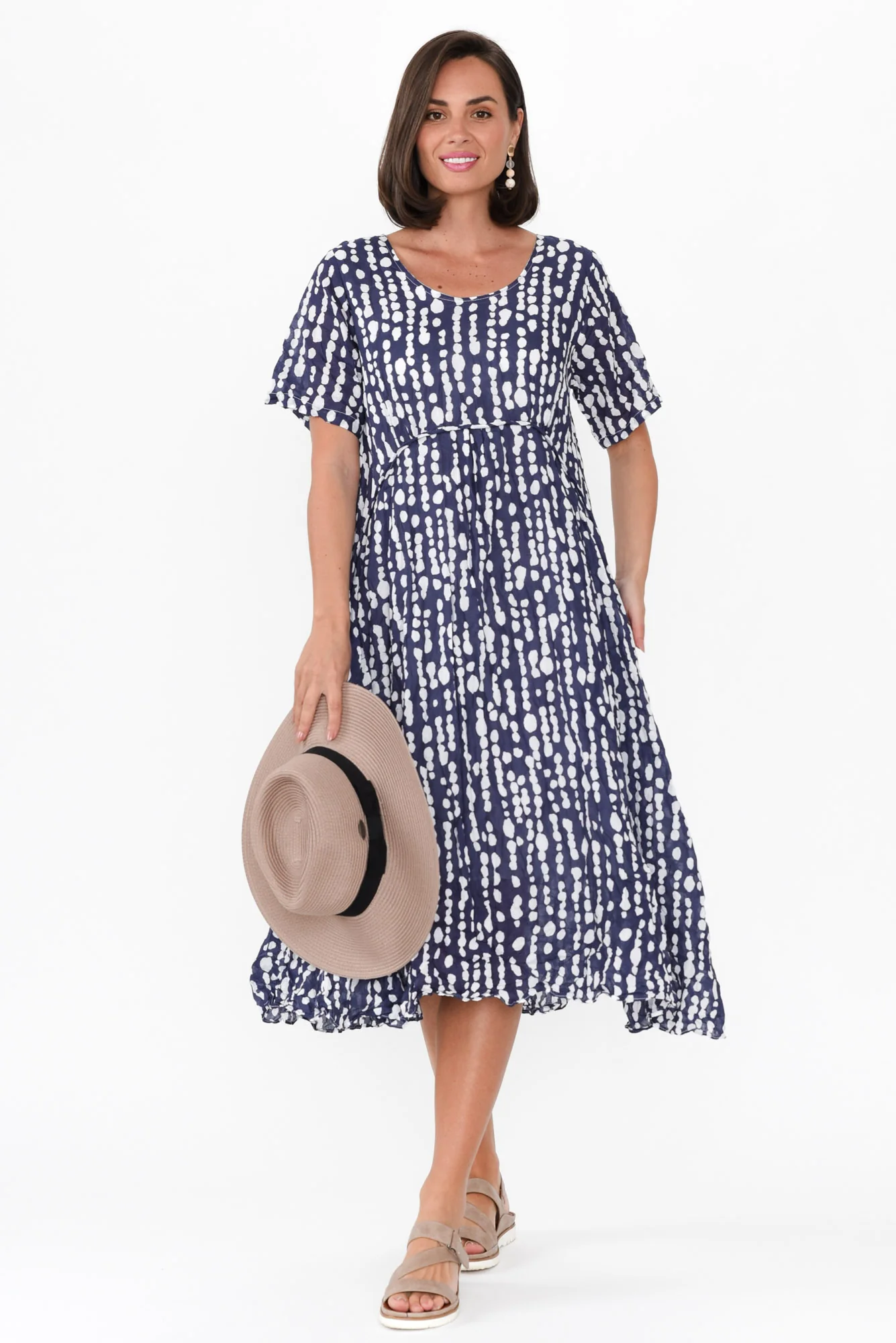Wilton Navy Speckle Cotton Pocket Dress