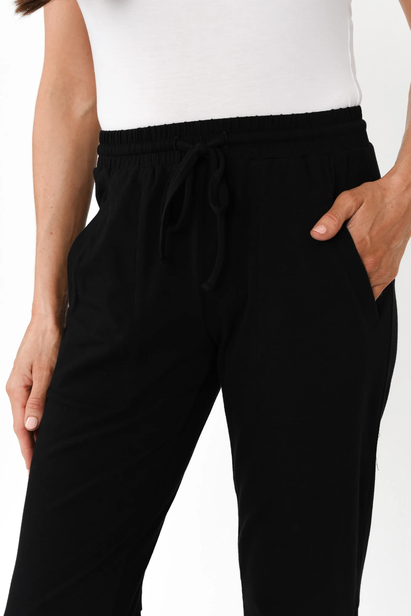 Timmy Black Cotton Drawstring Pants