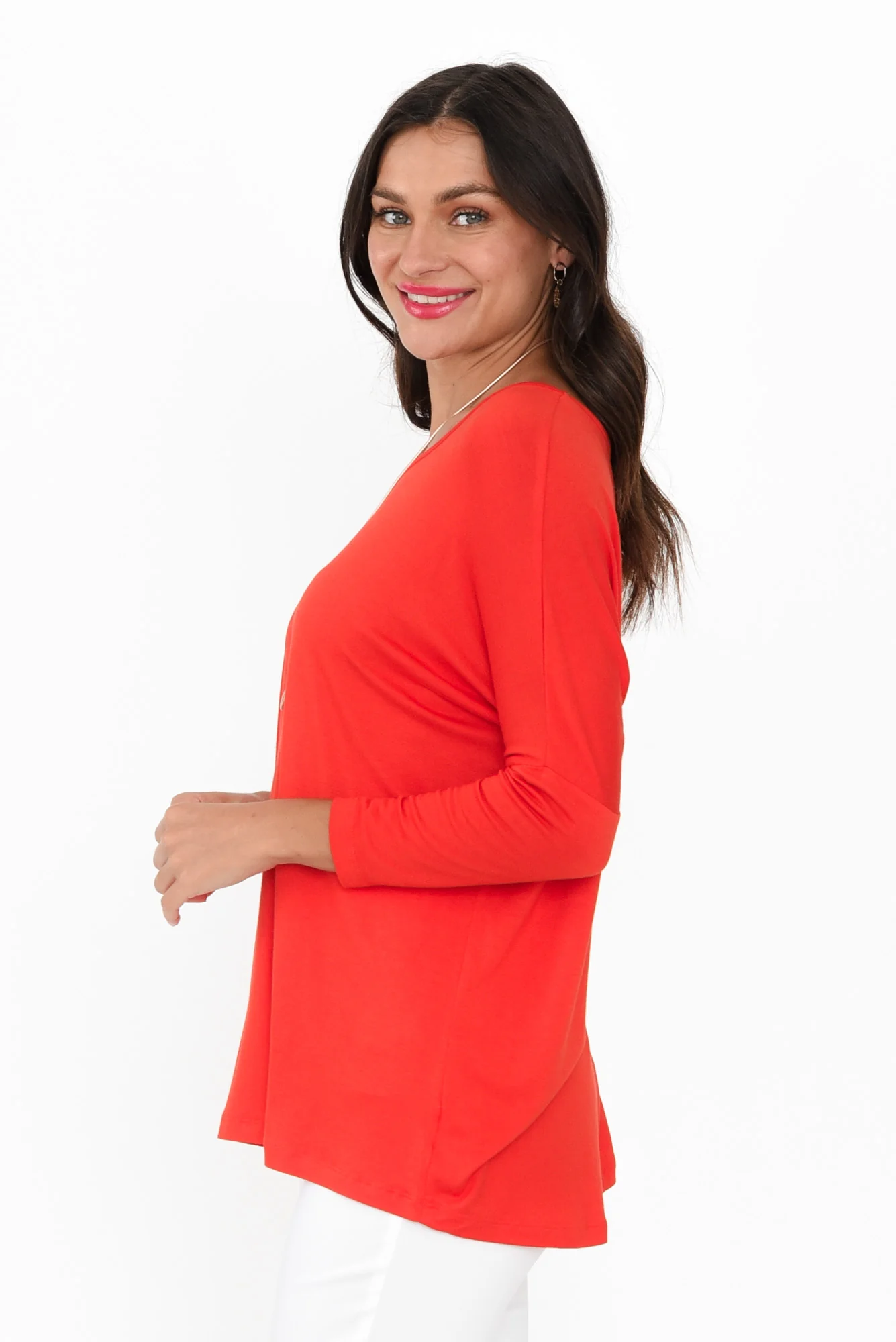 Red Milan 3/4 Sleeve Top