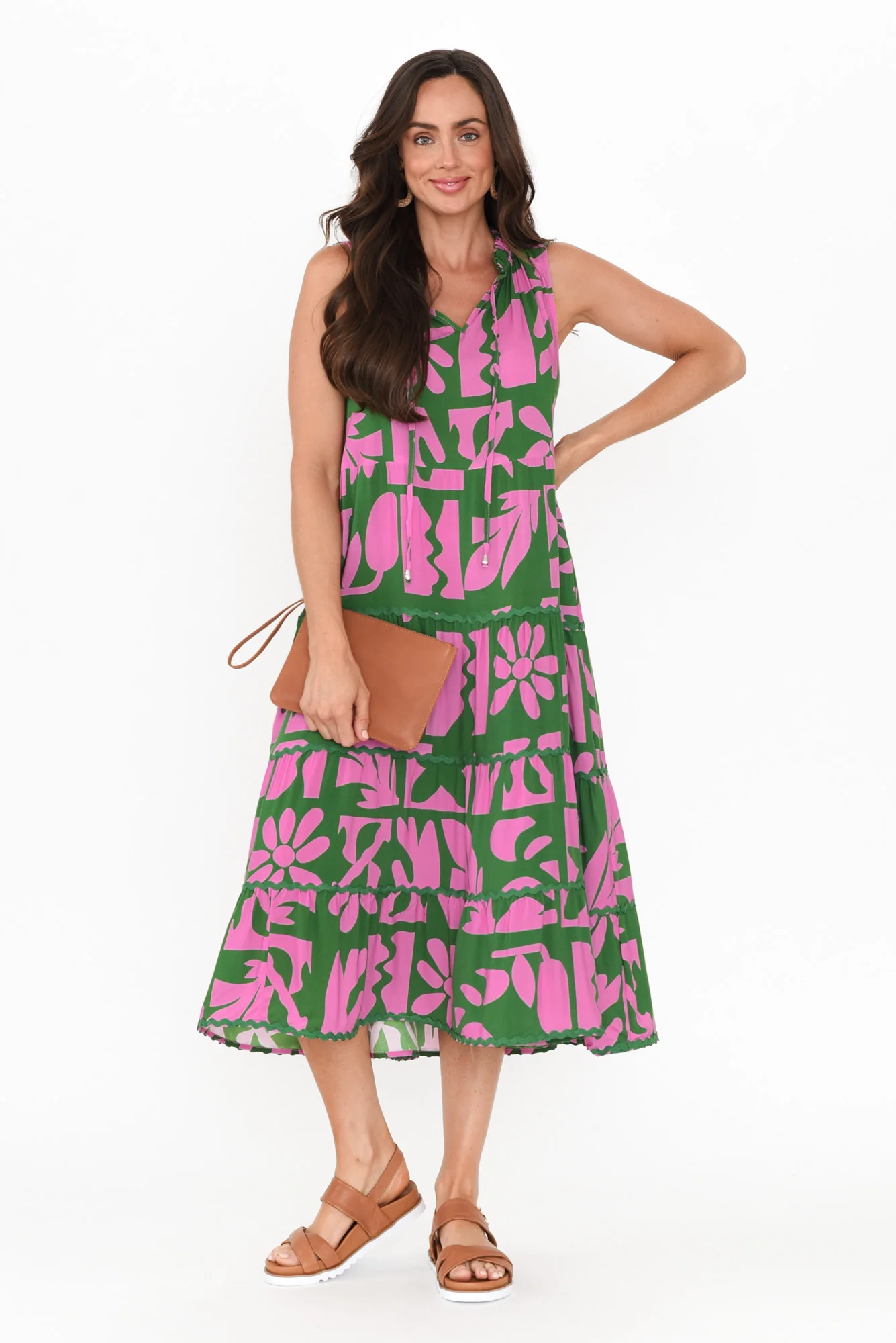 Brunswick Green Mosaic Tiered Dress