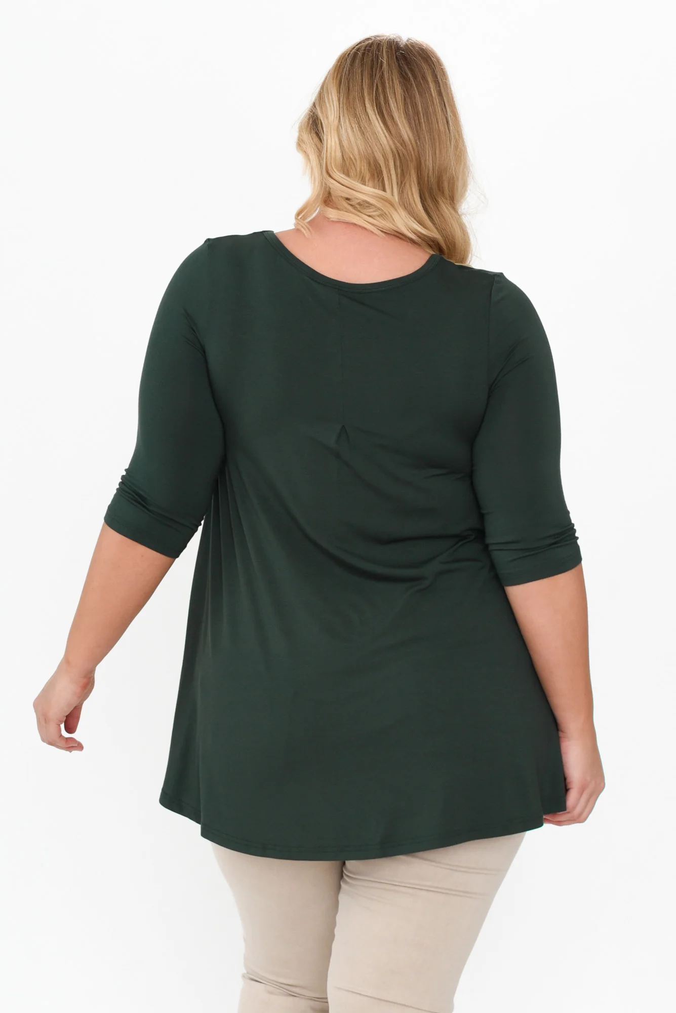 Dark Green Bamboo Hi Lo Hem Top