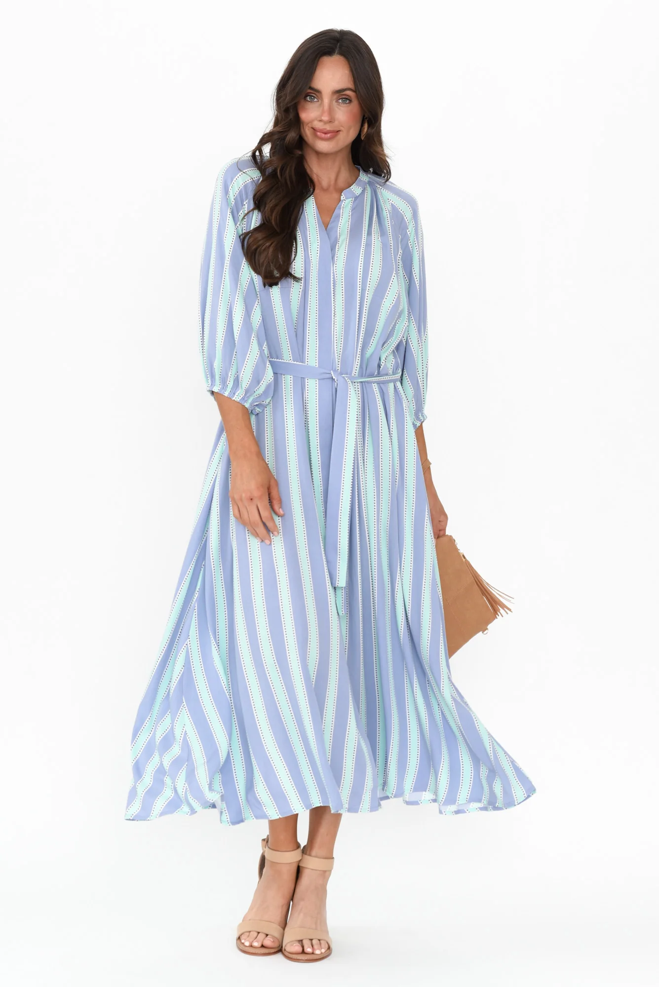 Erina Blue Stripe Tie Dress