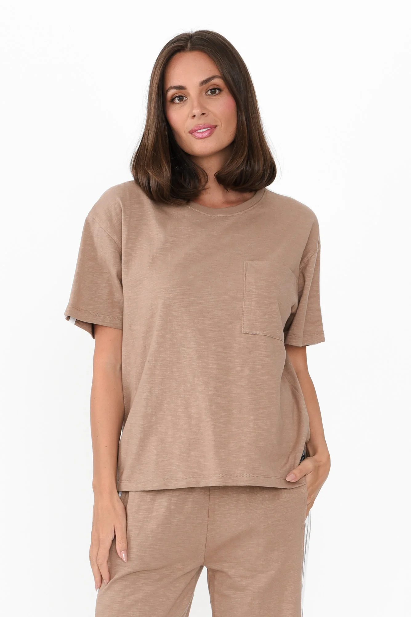 Power Mocha Trim Cotton Tee