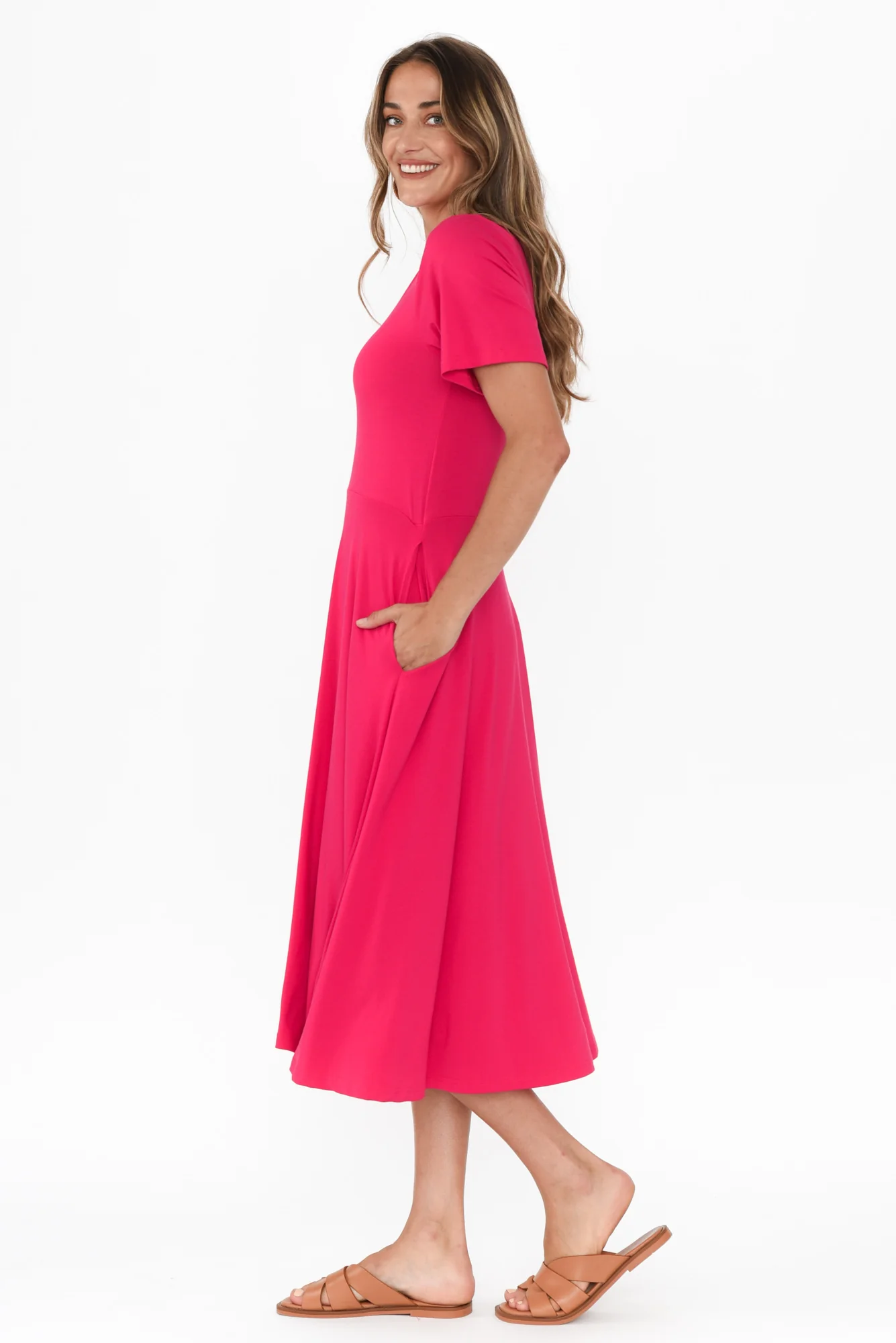 Jasmine Raspberry Bamboo Pocket Dress