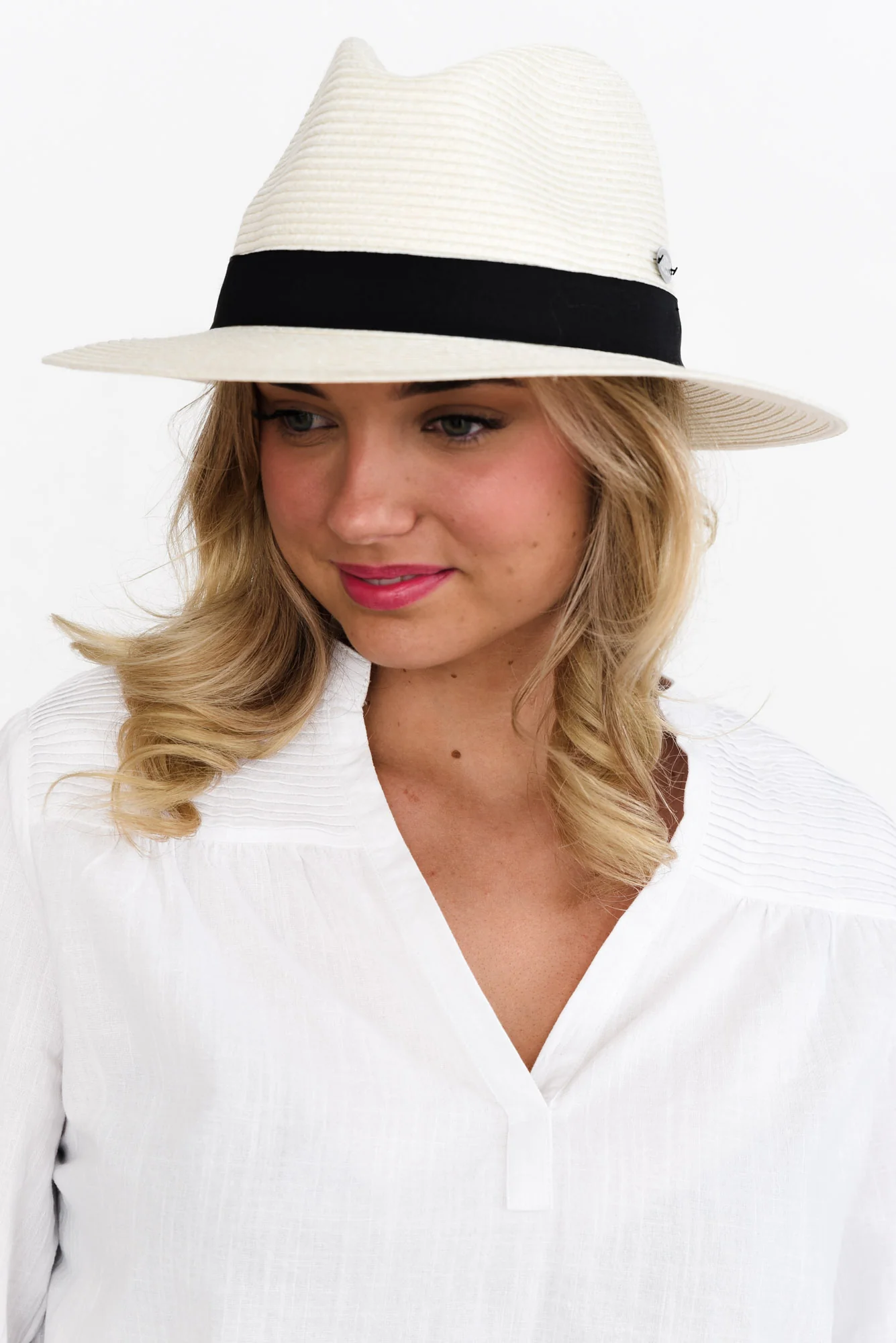Ivory Wide Brim Travel Fedora