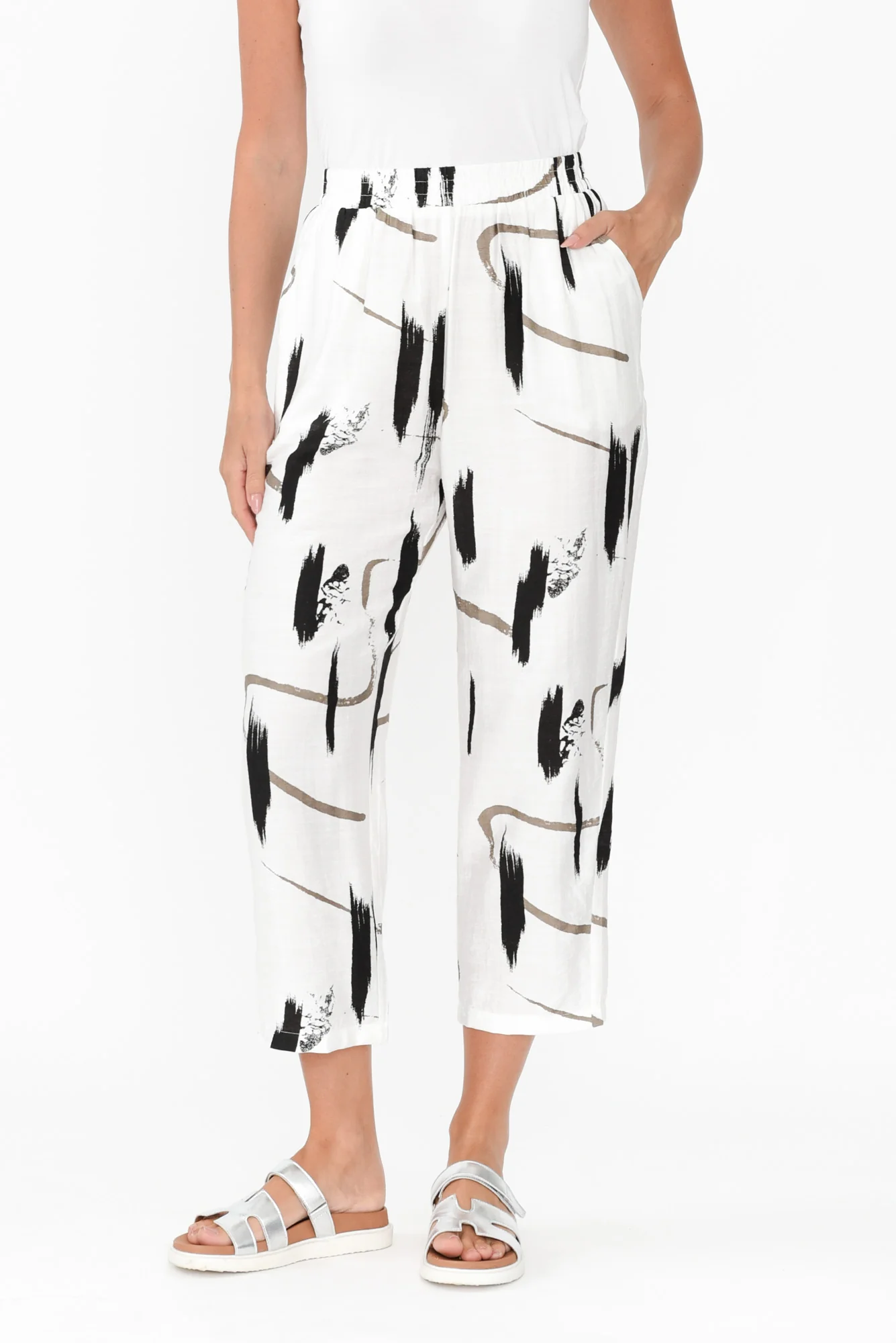 Mahala White Dash Pocket Pants
