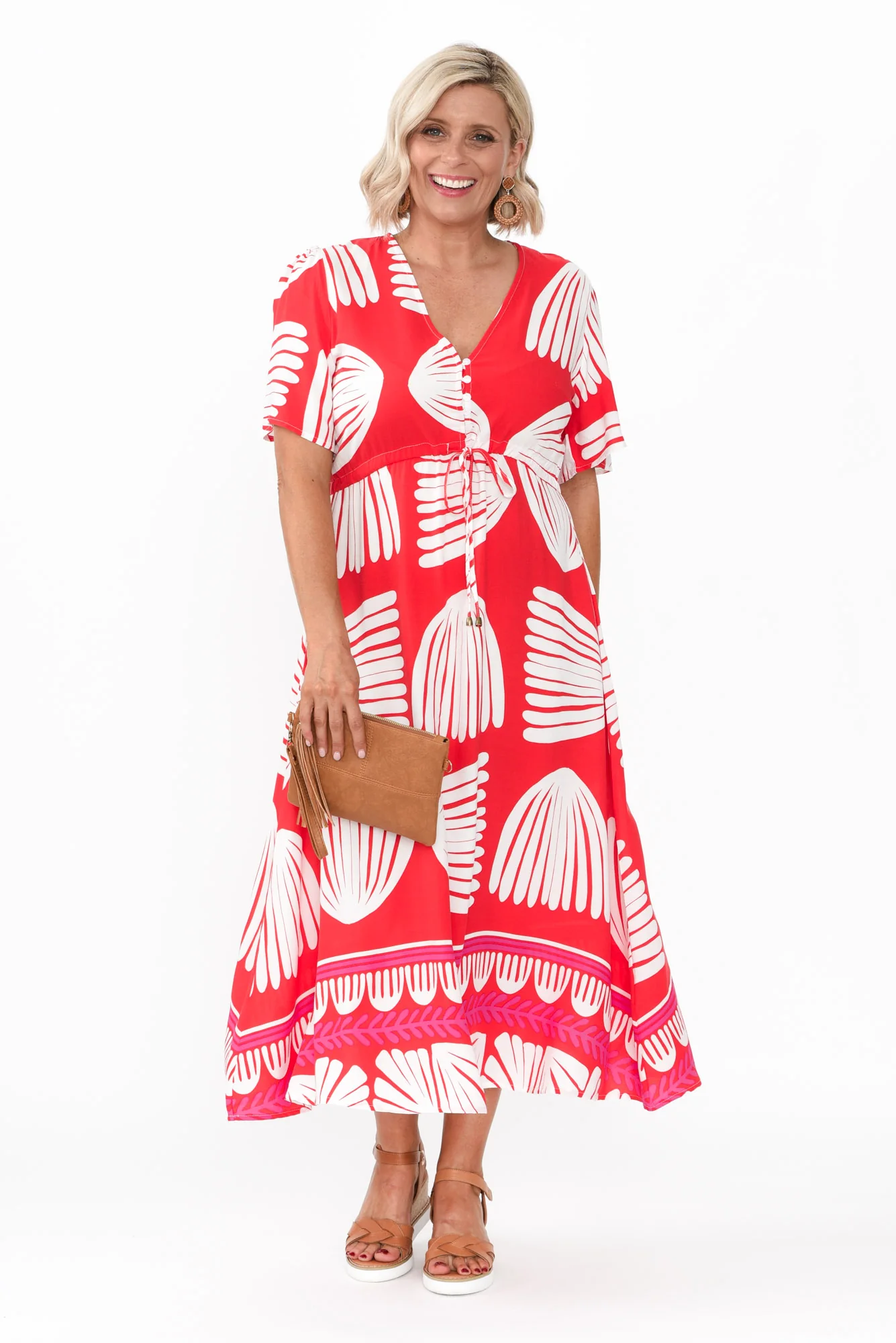 Lynton Red Shell Tie Dress