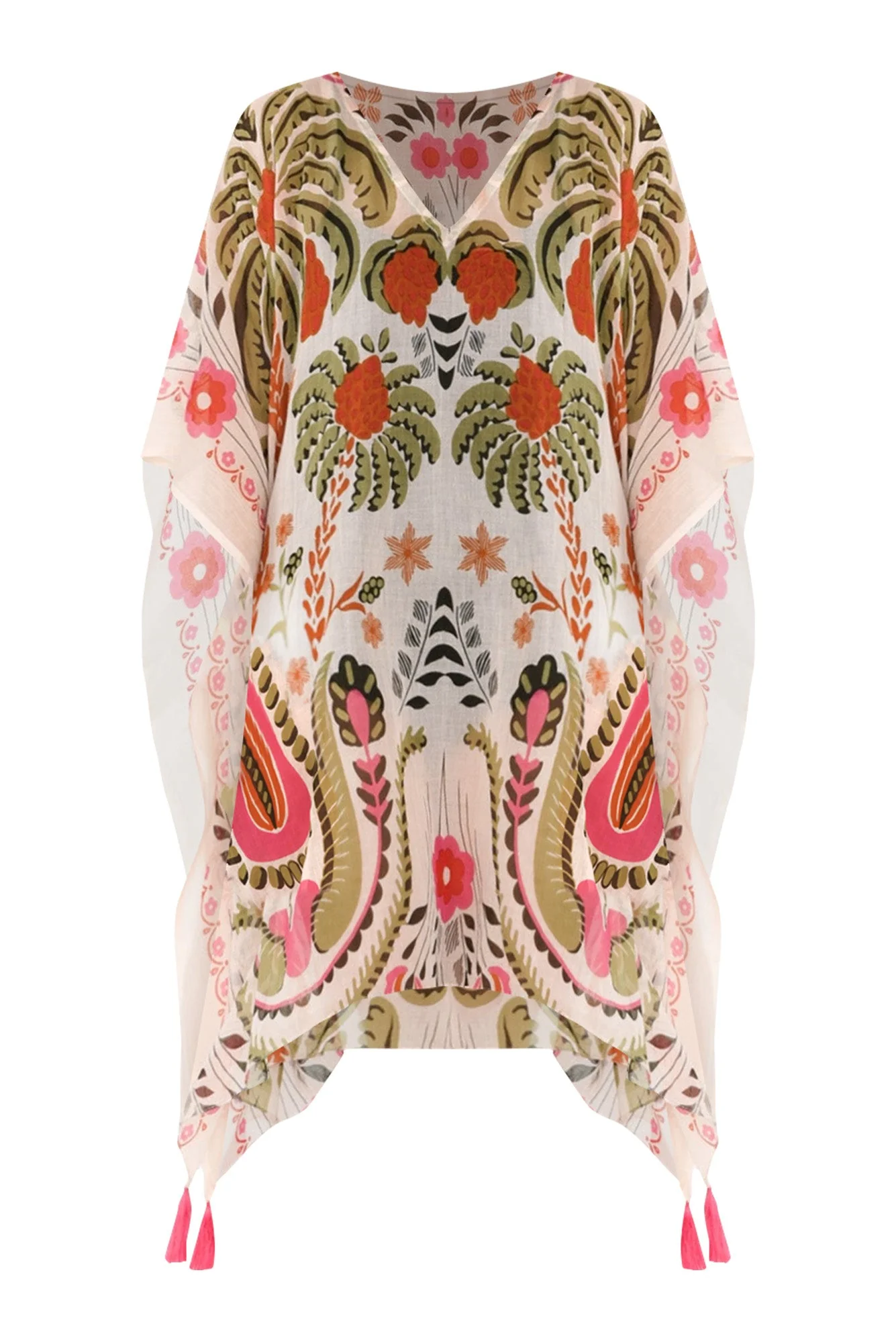 Stella Orange Palm Cotton Kaftan