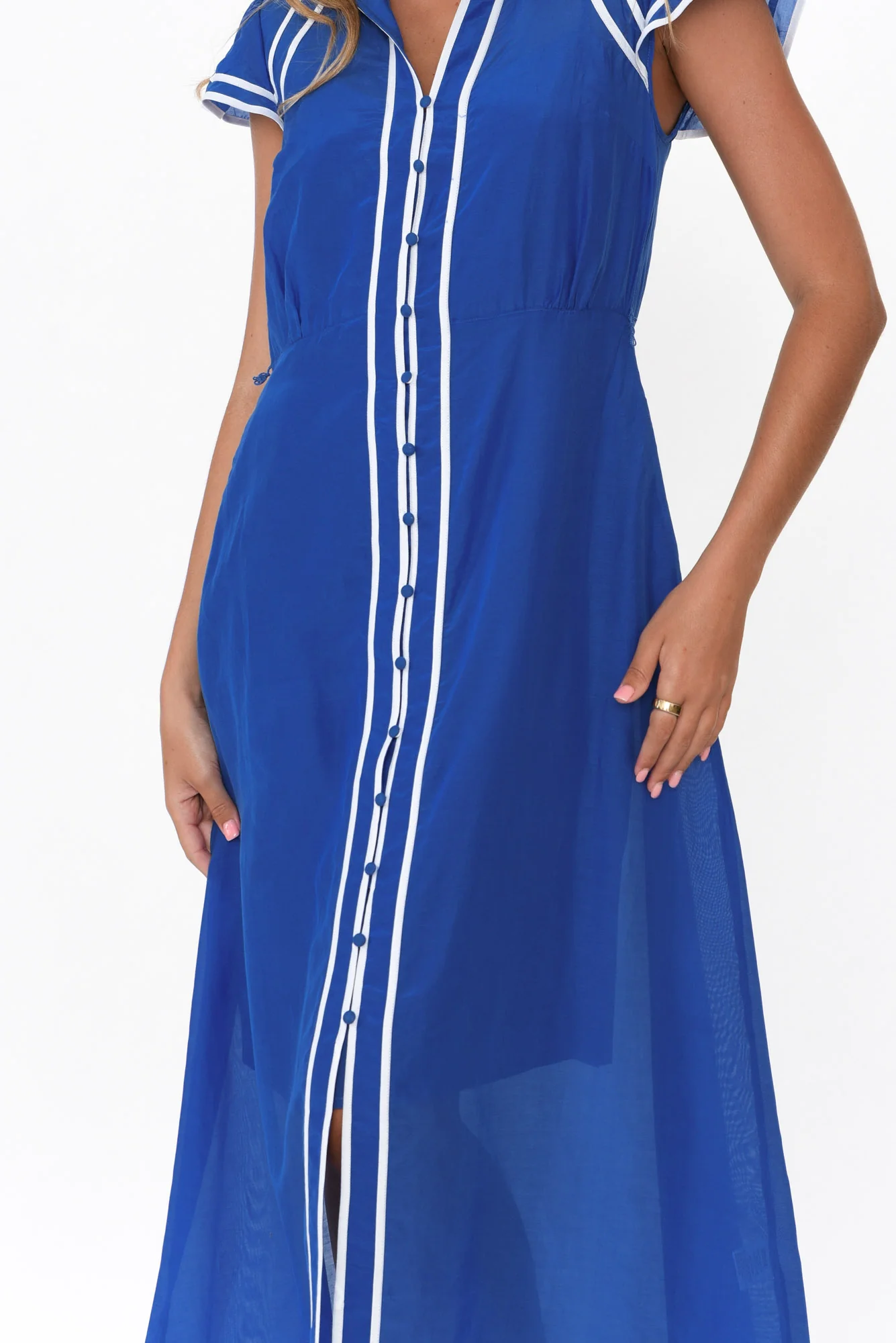 Panama Azure Blue Cotton Maxi Dress