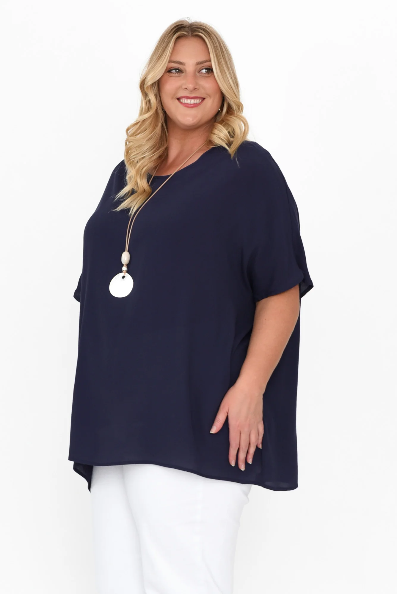 Mali Navy Drape Top