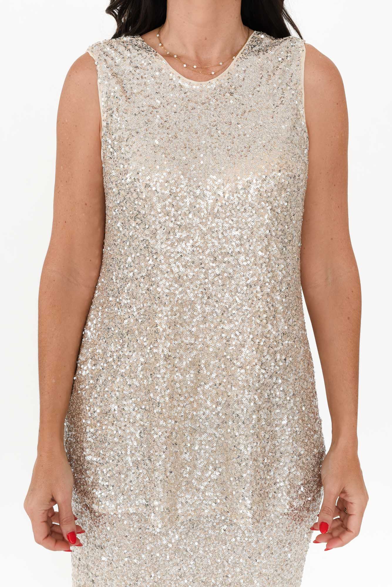 Showstopper Champagne Sequin Tank