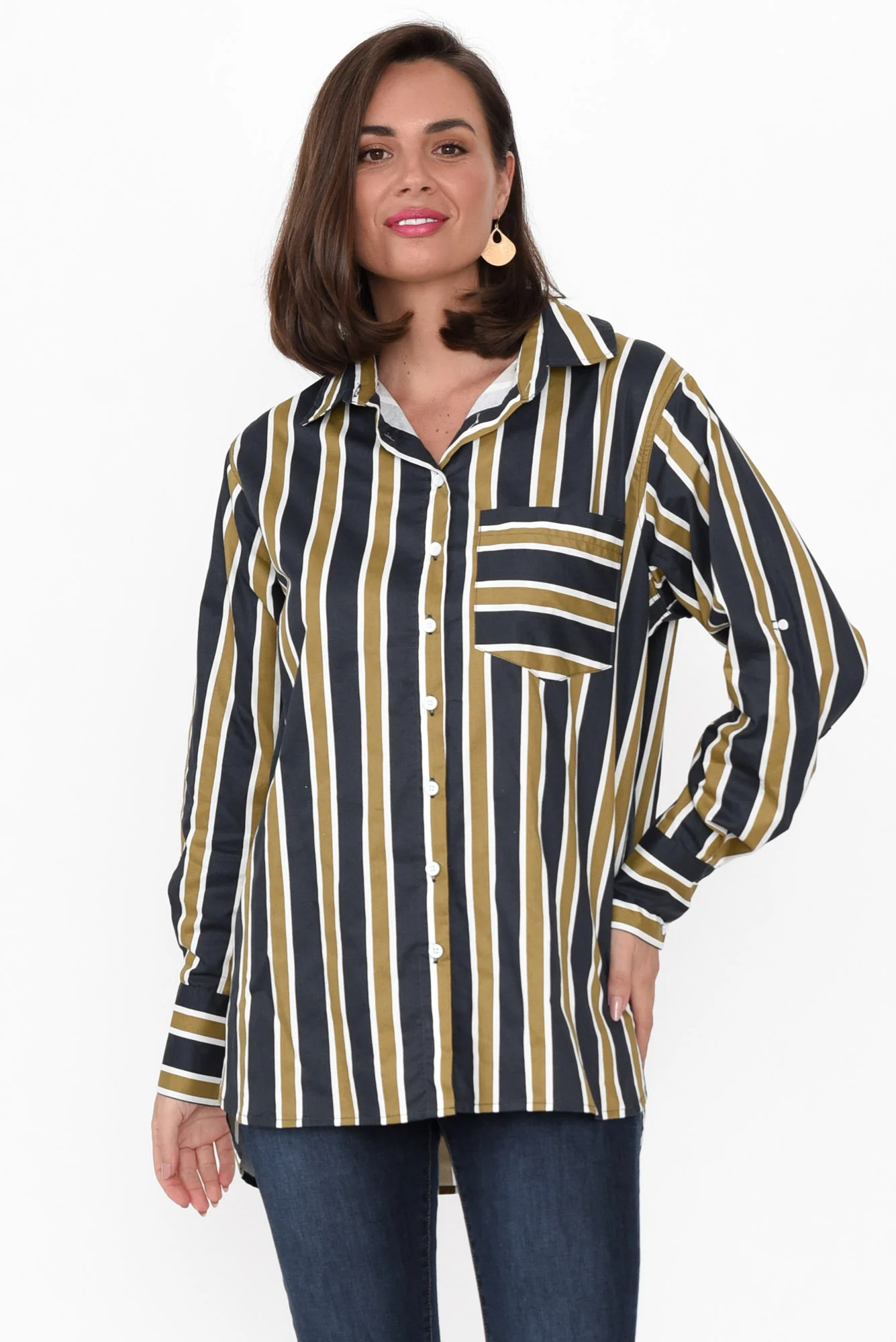 Kerry Navy Stripe Cotton Shirt