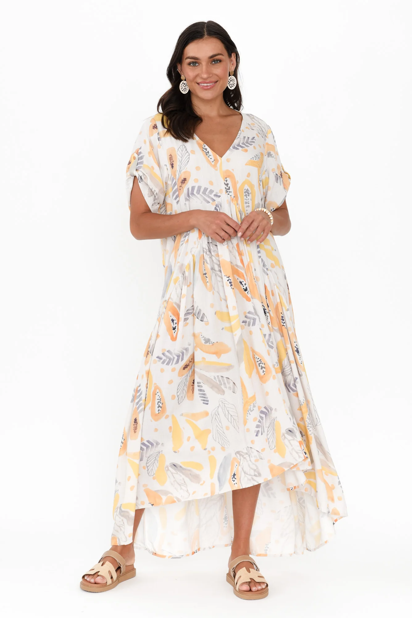 White Fruity Peak Maxi Dress