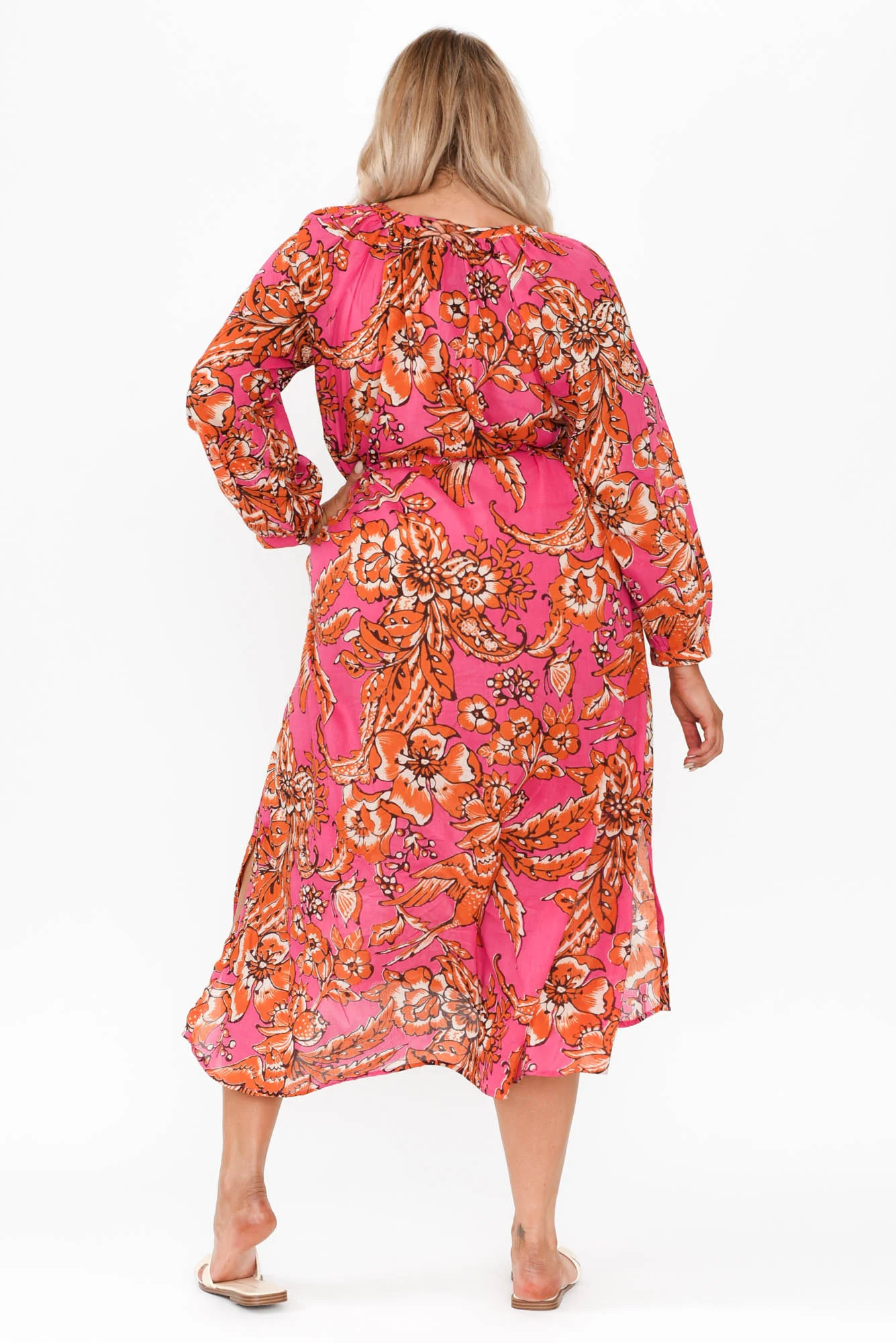 Liliana Orange Garden Cotton Kaftan
