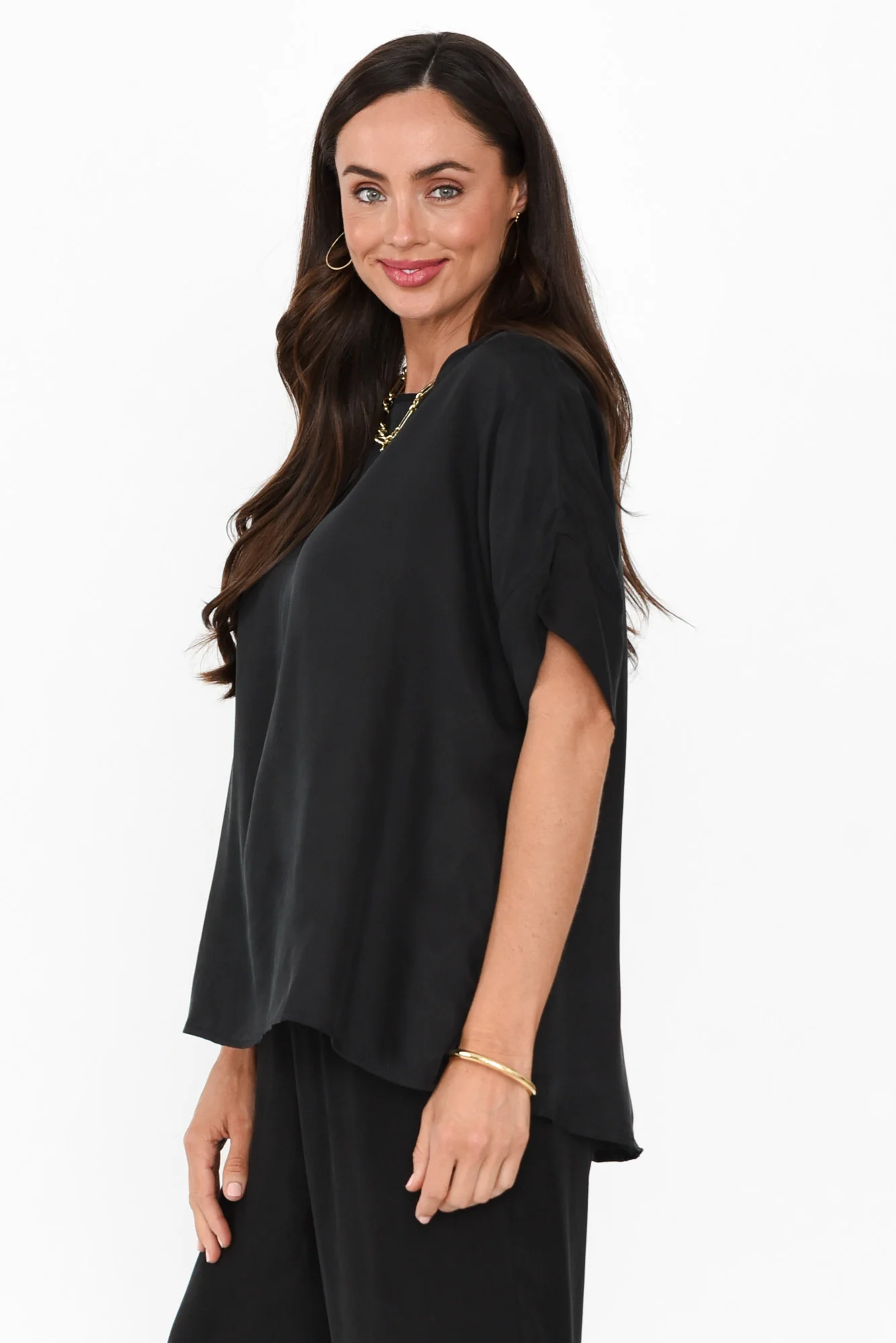 Greta Black Cupro Top