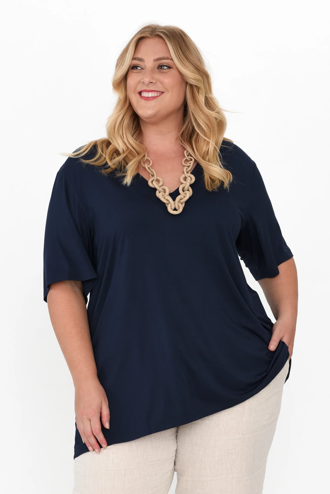 Novella Navy Bamboo Top