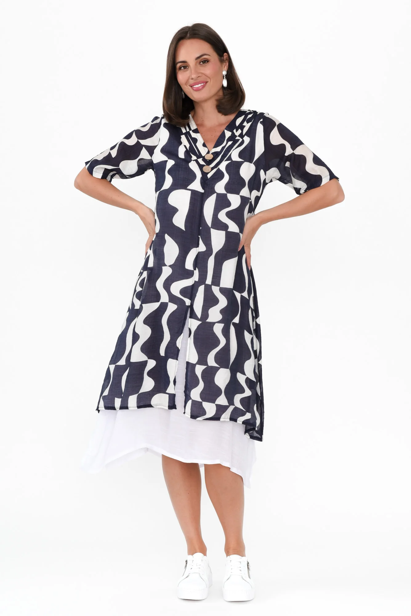 Nala Navy Abstract Layers Dress