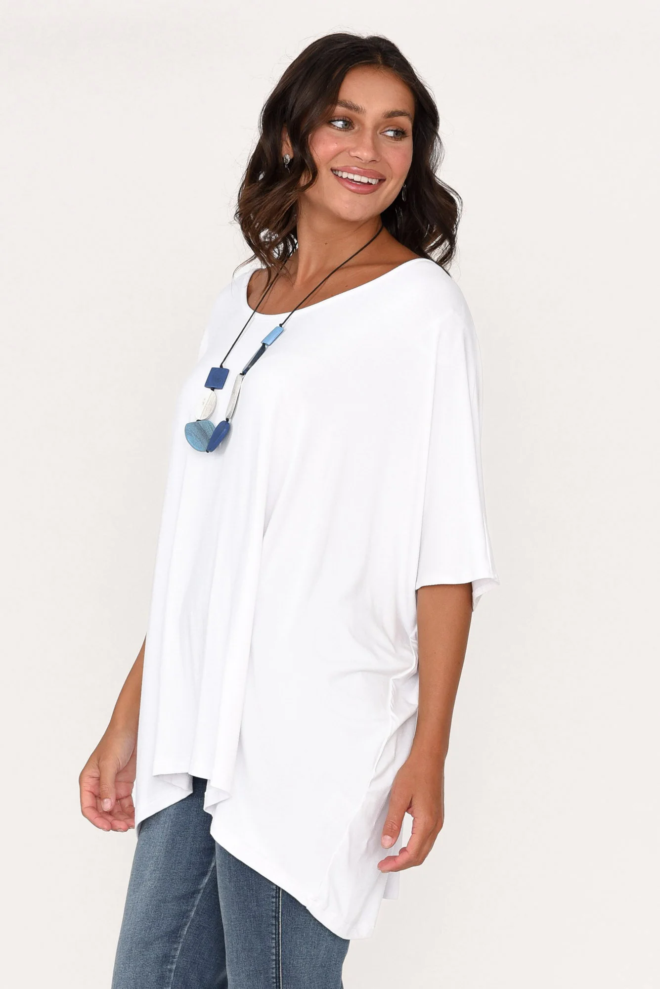 Sorronda White Bamboo Batwing Top