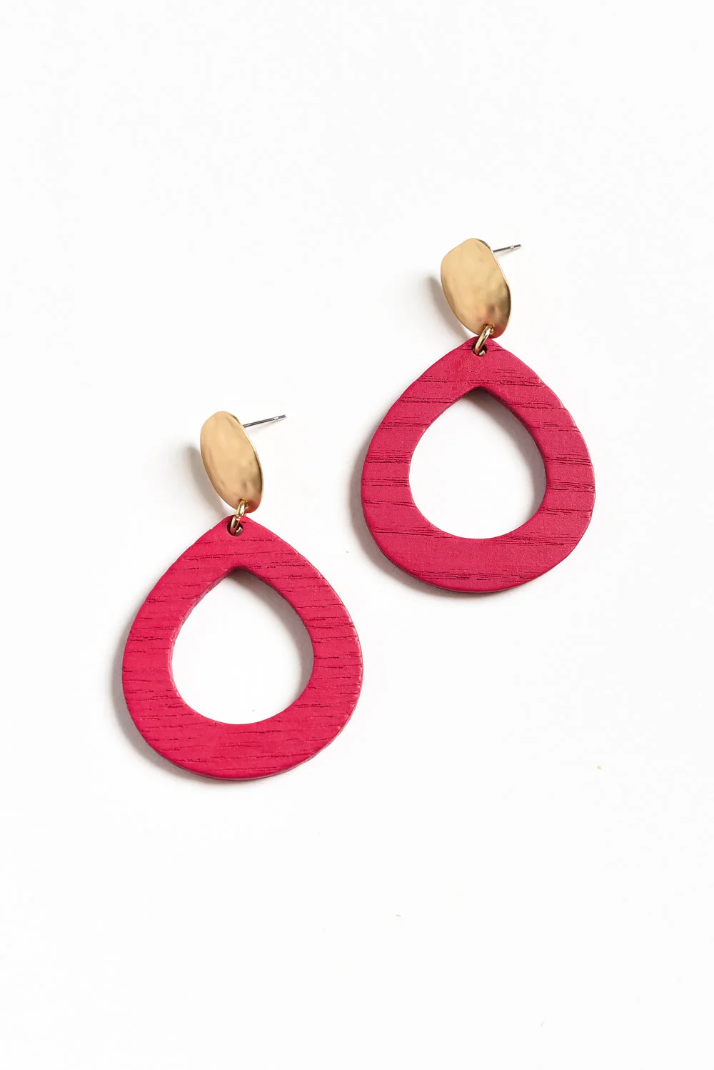 Tinsley Fuchsia Wood Earrings