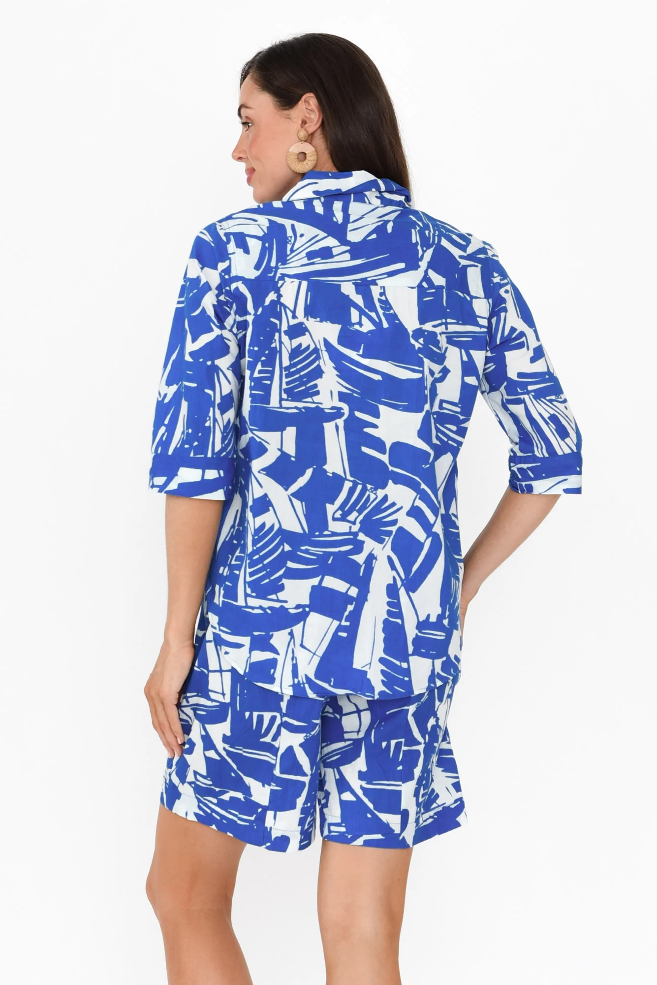 Gould Blue Geo Cotton Shirt