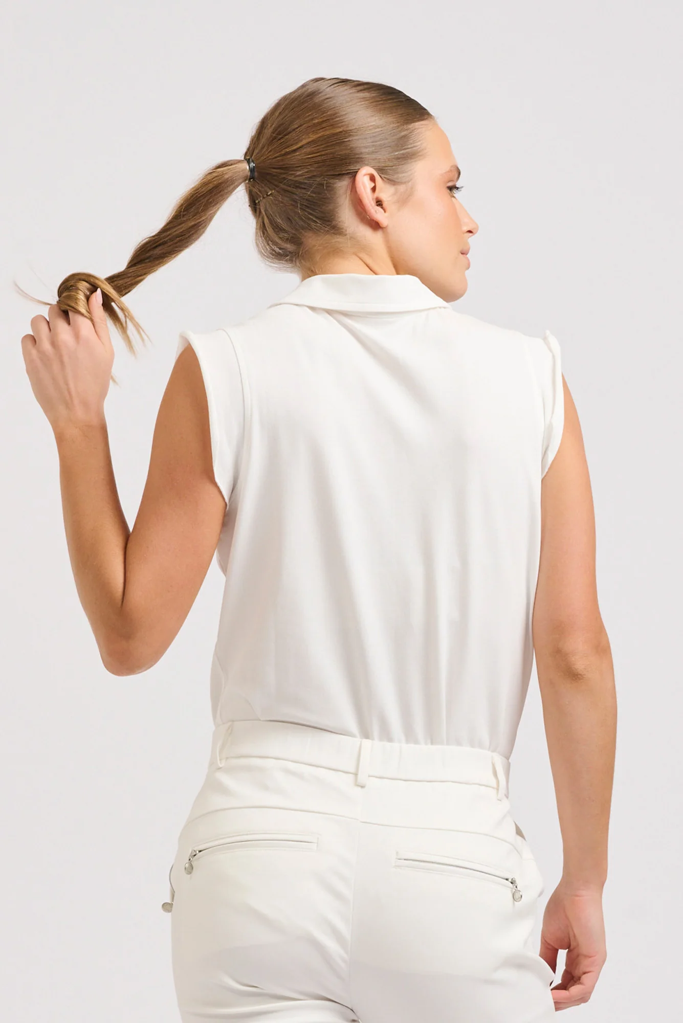 Ferra White Flutter Sleeve Polo