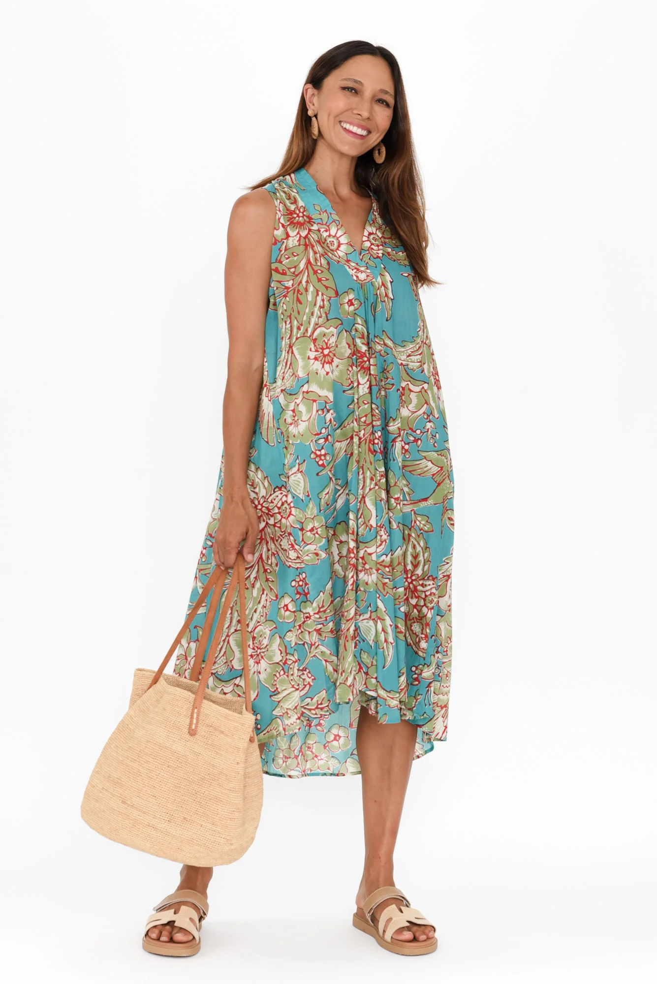 Claudia Blue Garden Cotton Dress