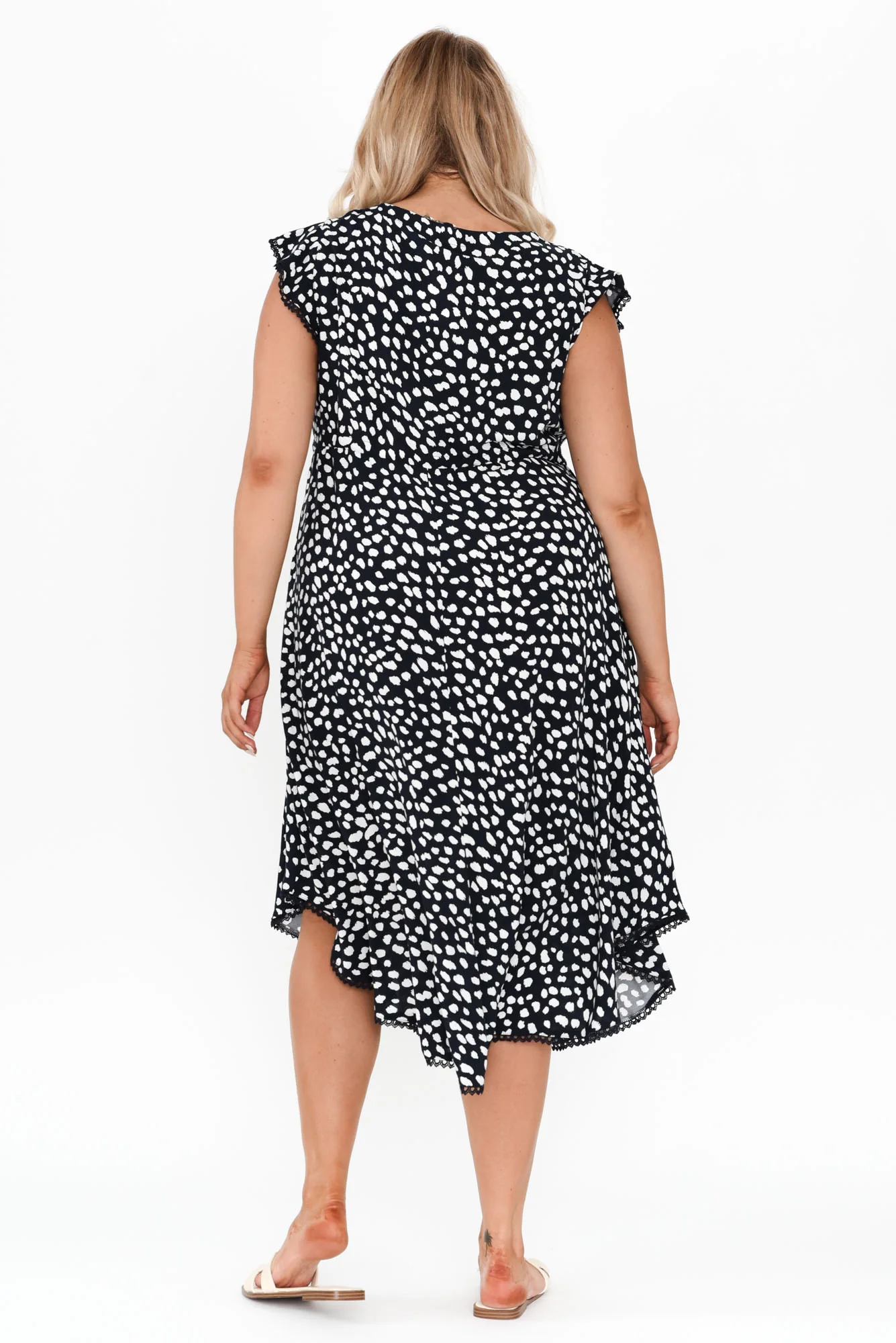 Libby Navy Spot Midi Dress