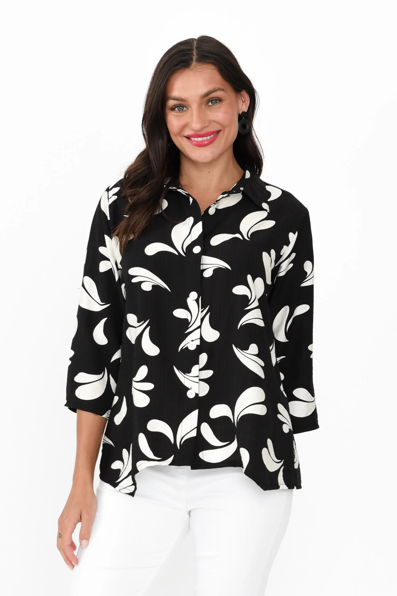 Myah Black Splash Collared Shirt