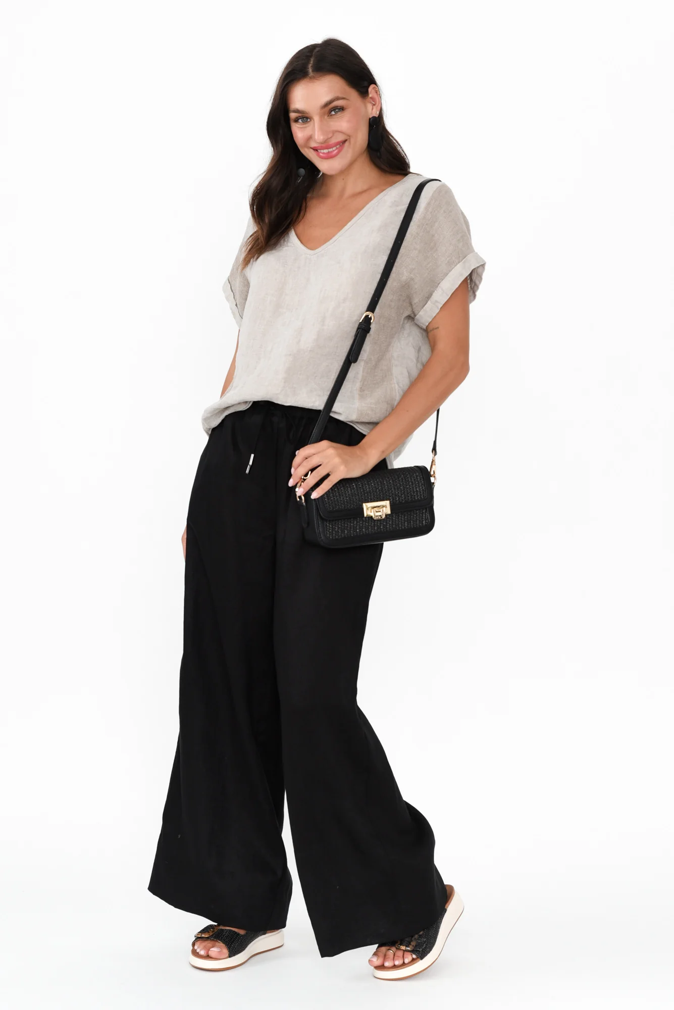 Jimmie Black Linen Tie Pants