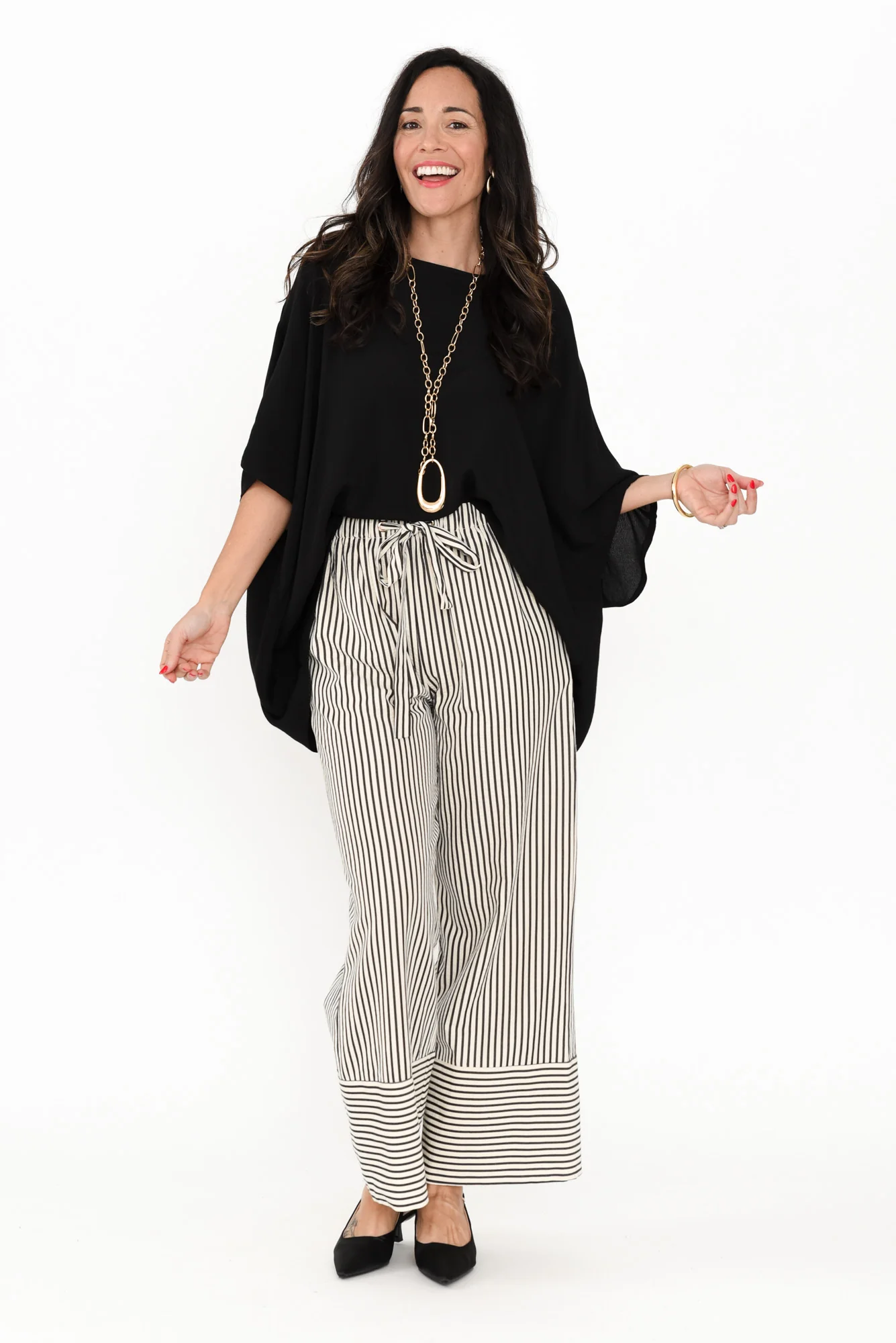 Portia Black Stripe Drawstring Pants