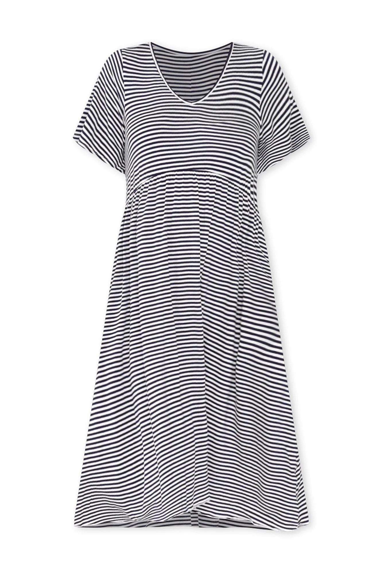Donna Navy Stripe Gathered Dress