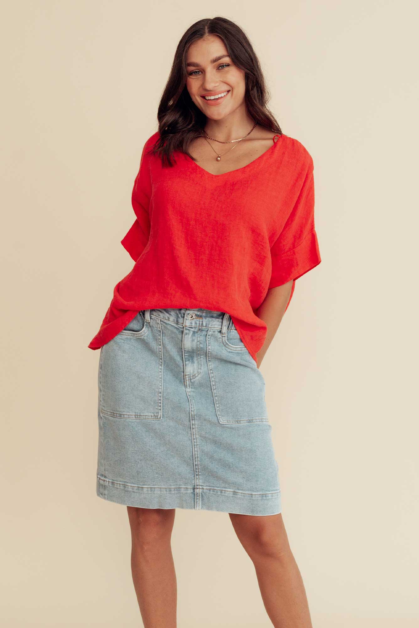 Atlas Blue Denim Stretch Skirt