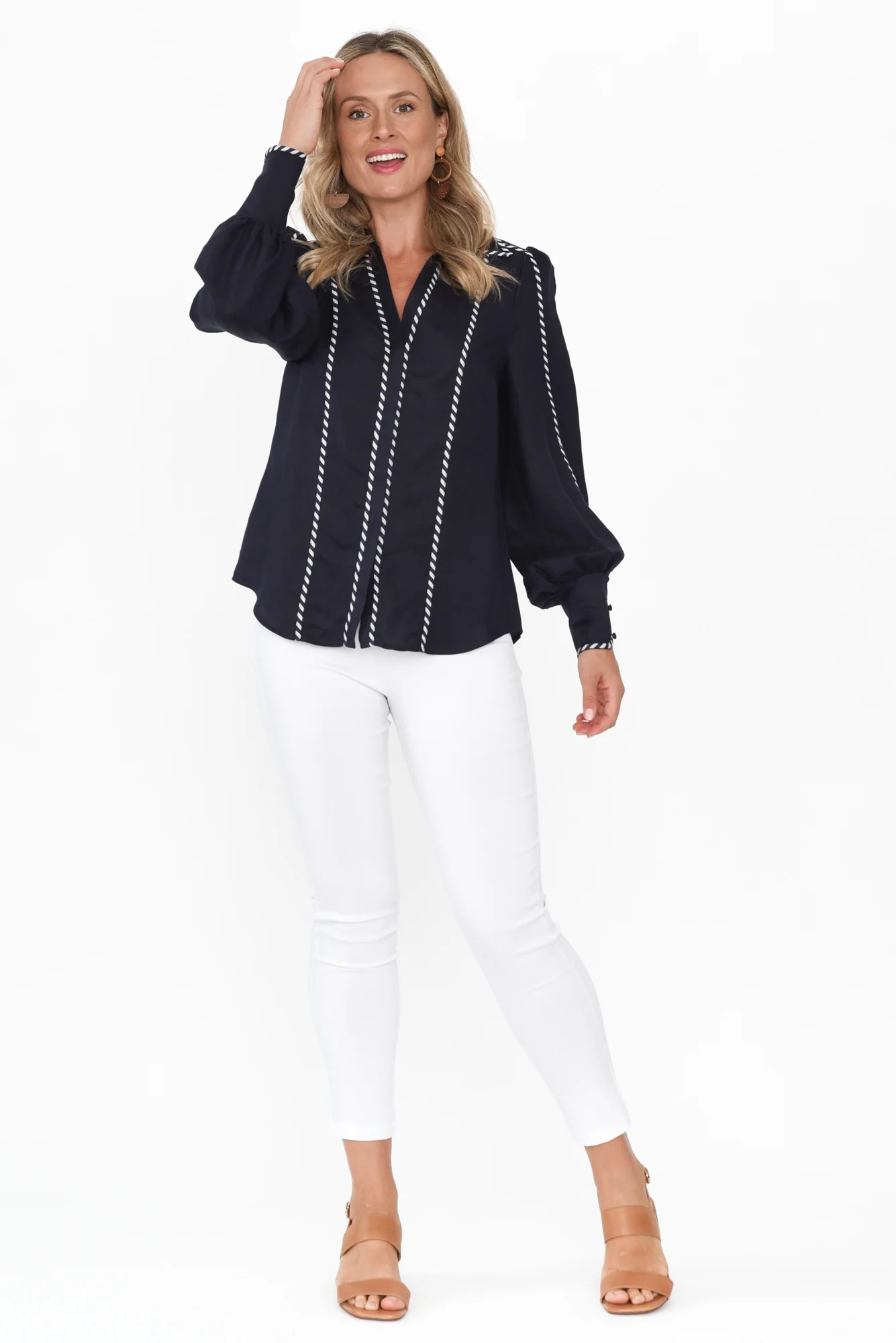 Pisces Navy Ink Linen Blend Shirt