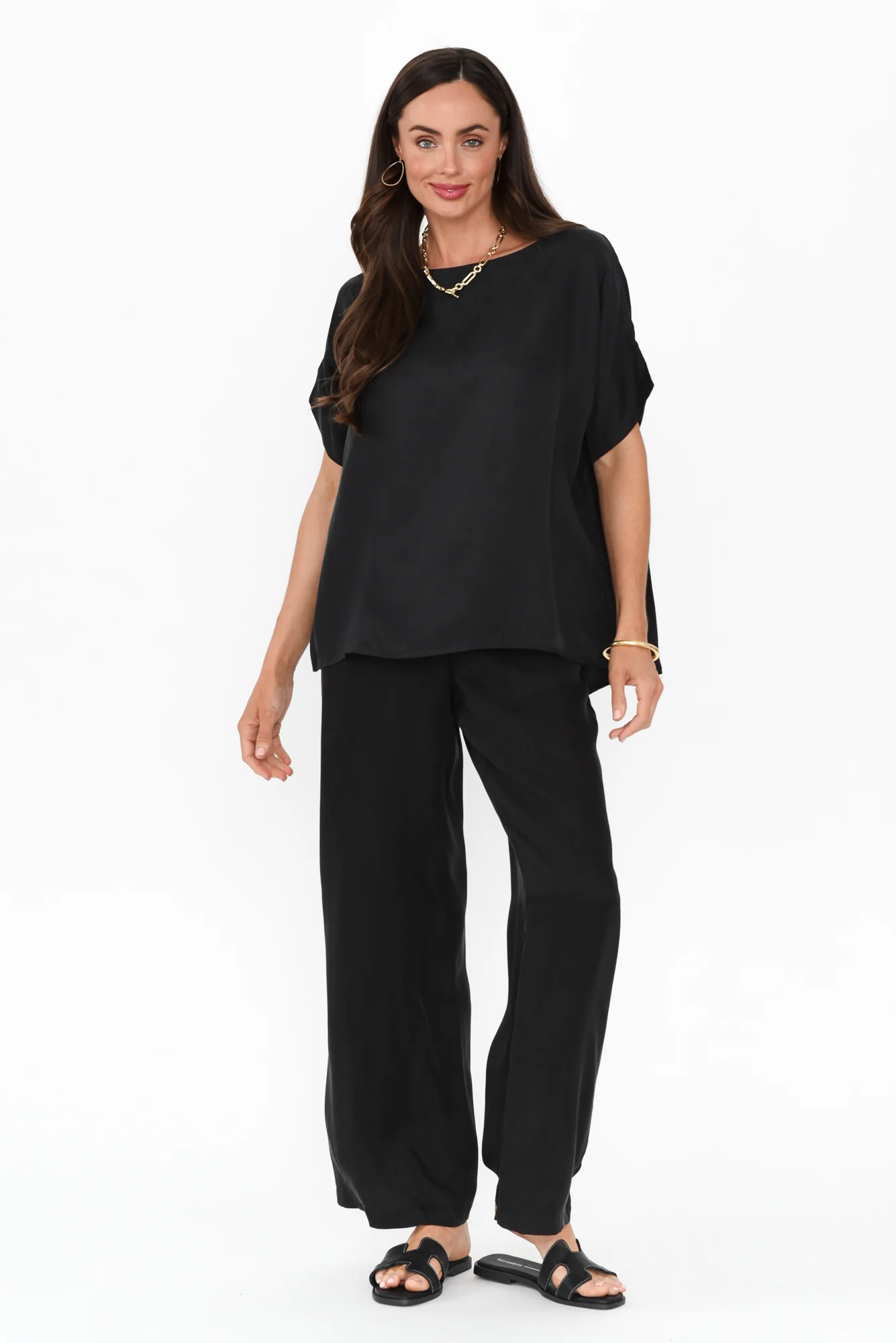 Greta Black Cupro Top