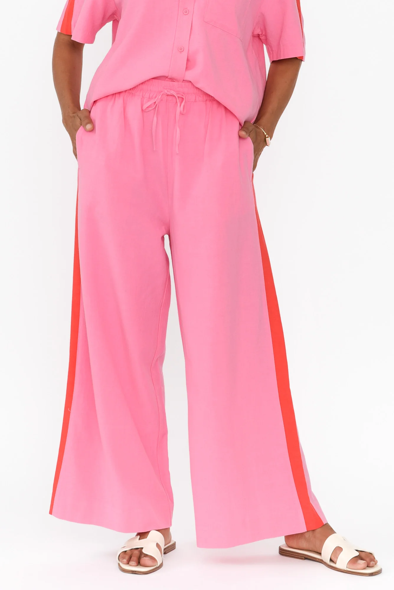 Francis Pink Stripe Drawstring Pants