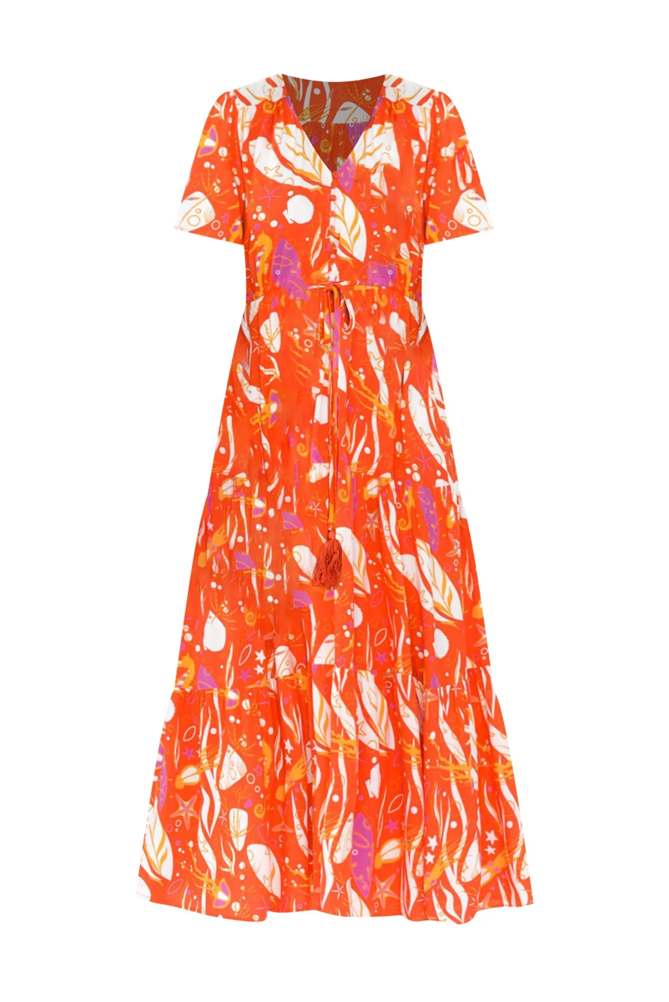 Mathilde Orange Sea Tier Dress