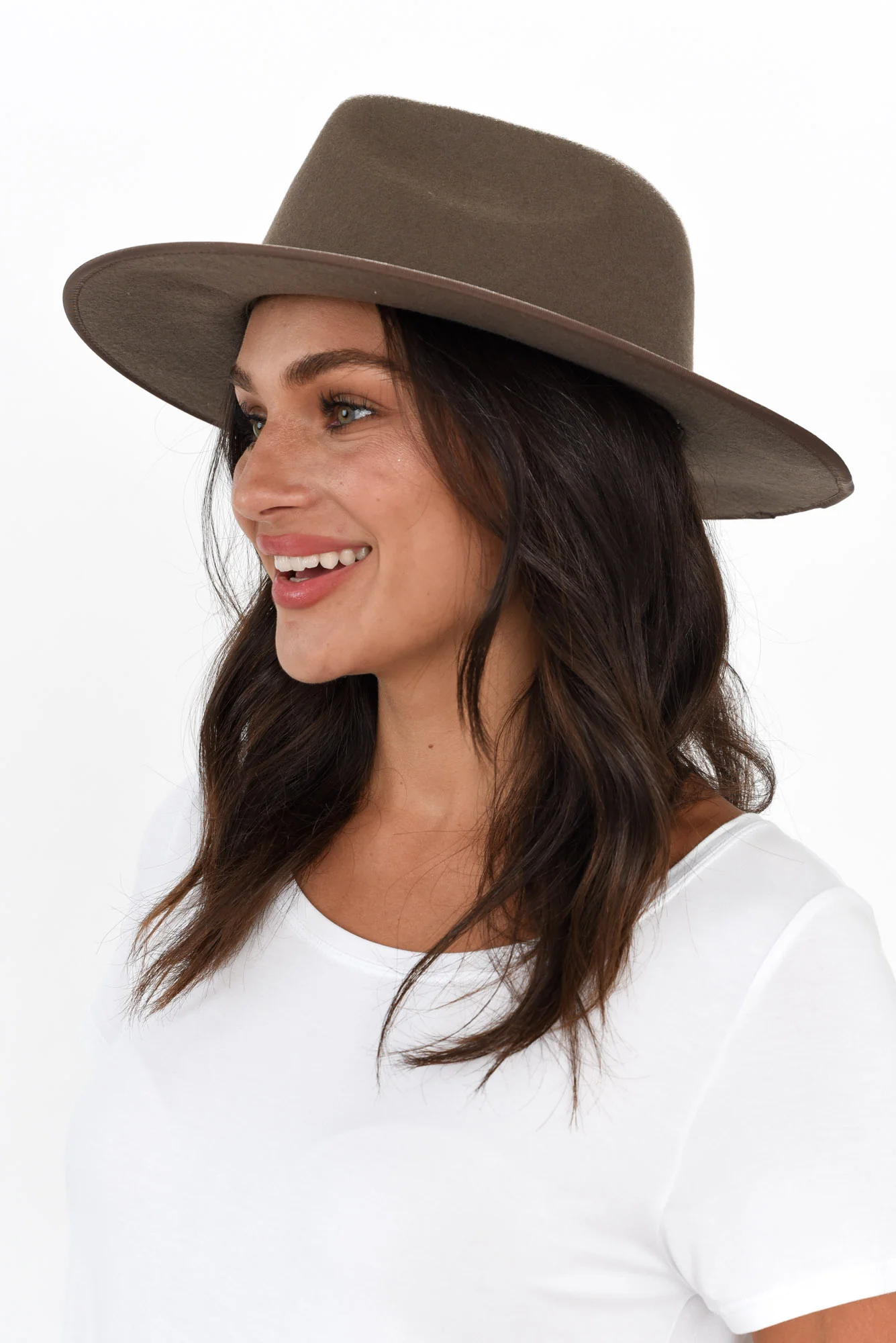Meribel Taupe Wide Brim Fedora