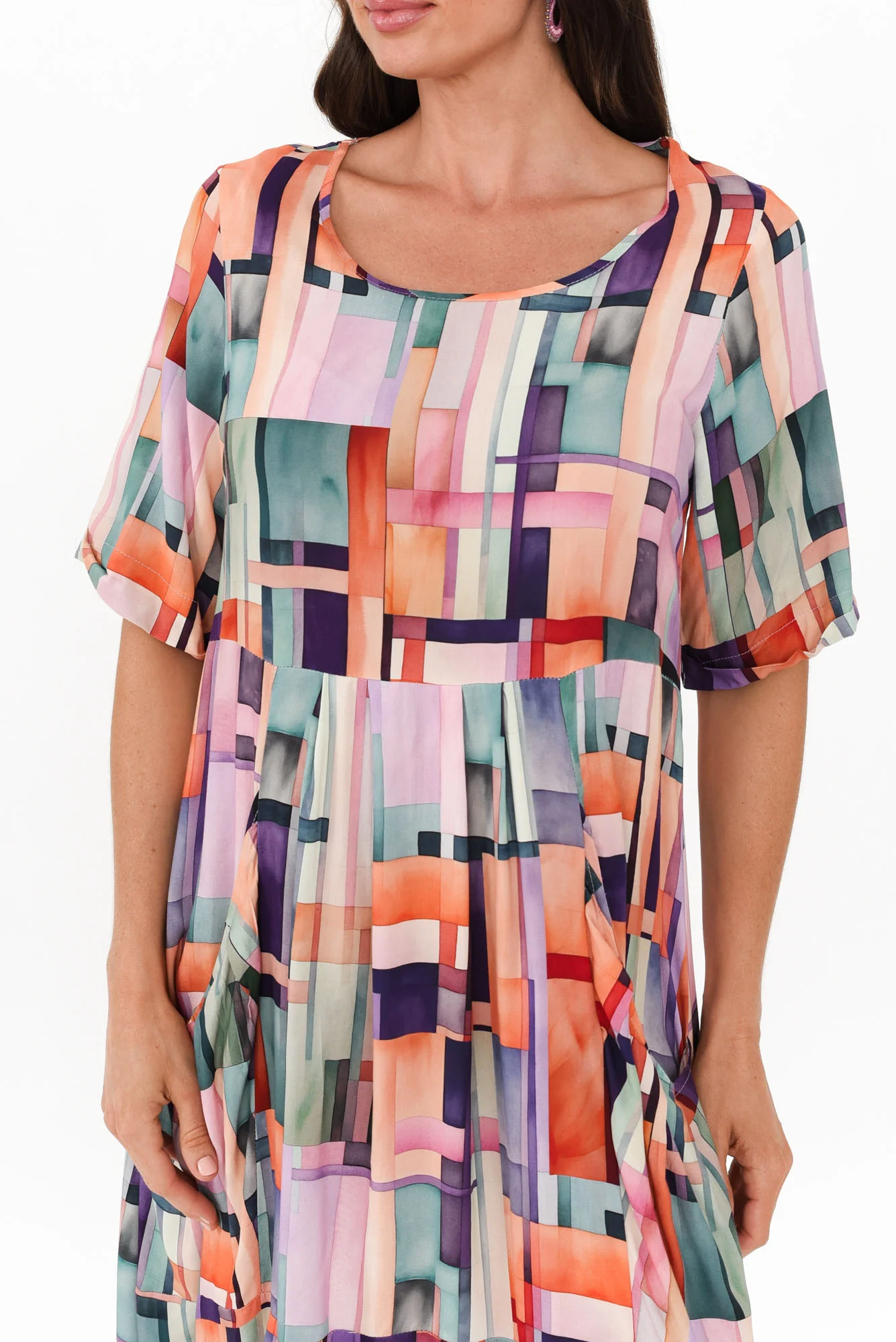 Floria Purple Geo Pocket Dress