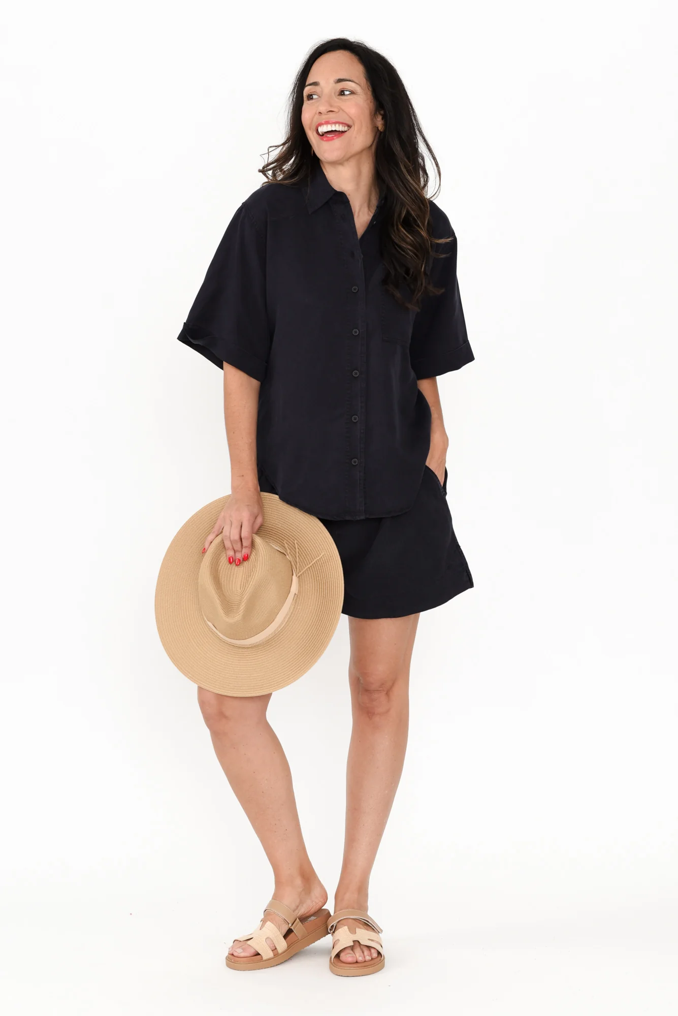 Blitz Washed Navy Lyocell Shirt