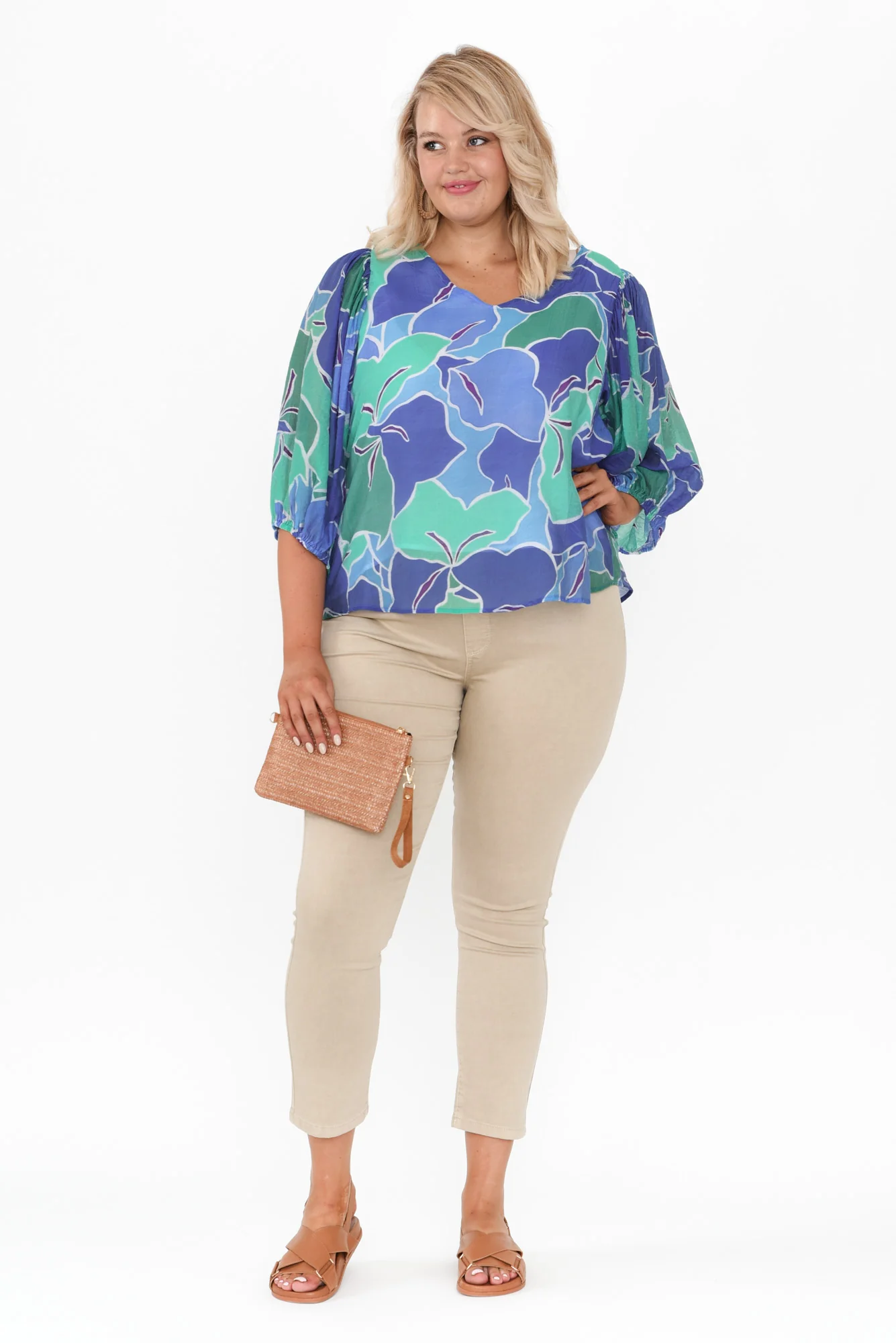 Misma Cobalt Floral V Neck Top