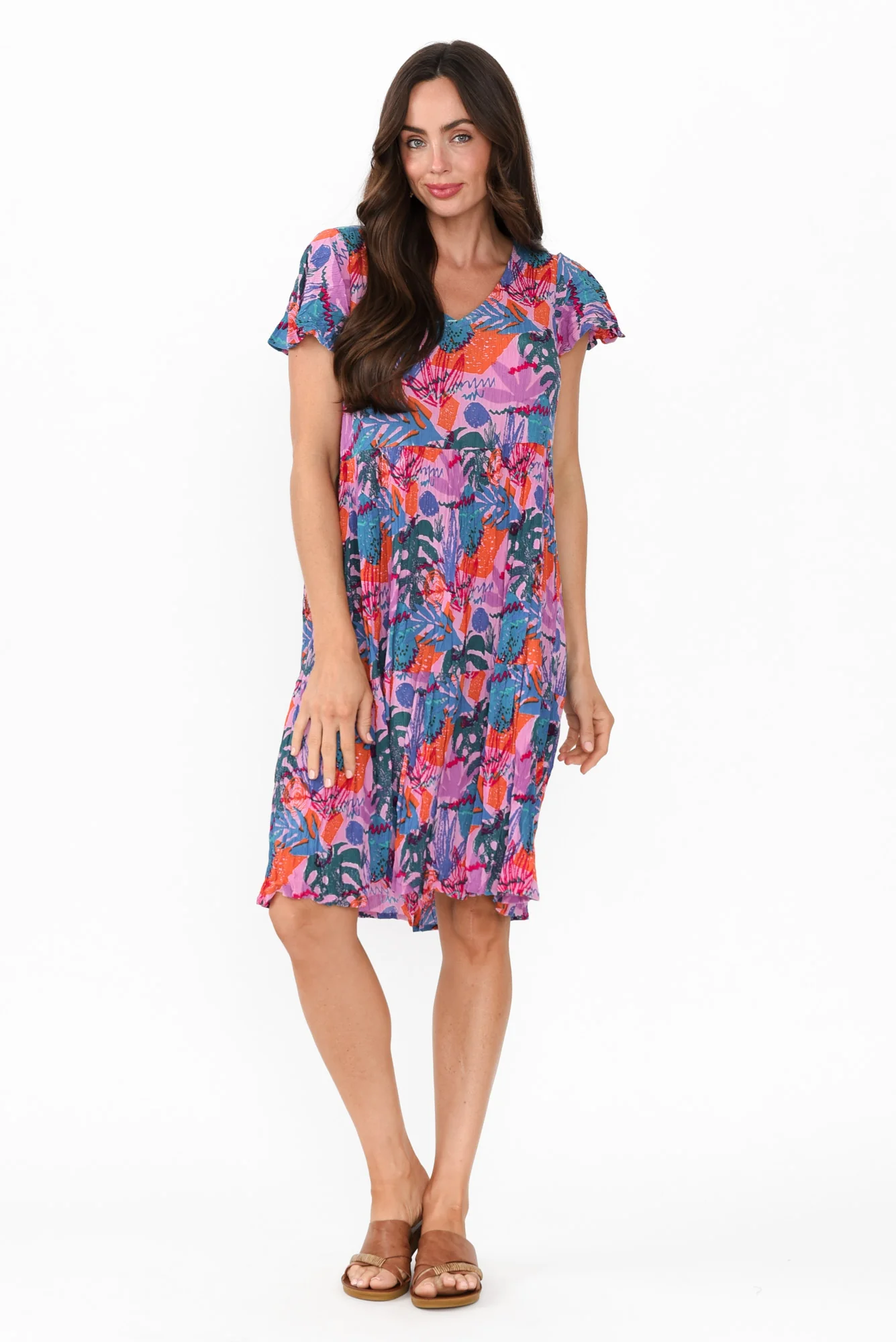 Azalea Purple Bloom Crinkle Dress