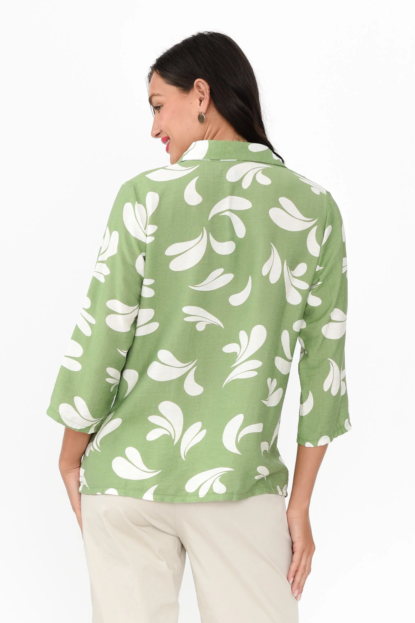 Myah Green Splash Collared Shirt