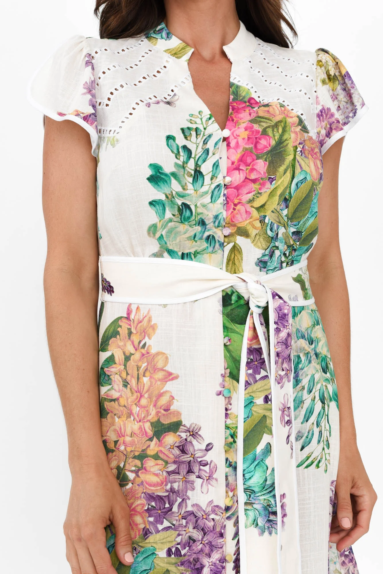 Cristina Wisteria Alba Linen Blend Dress