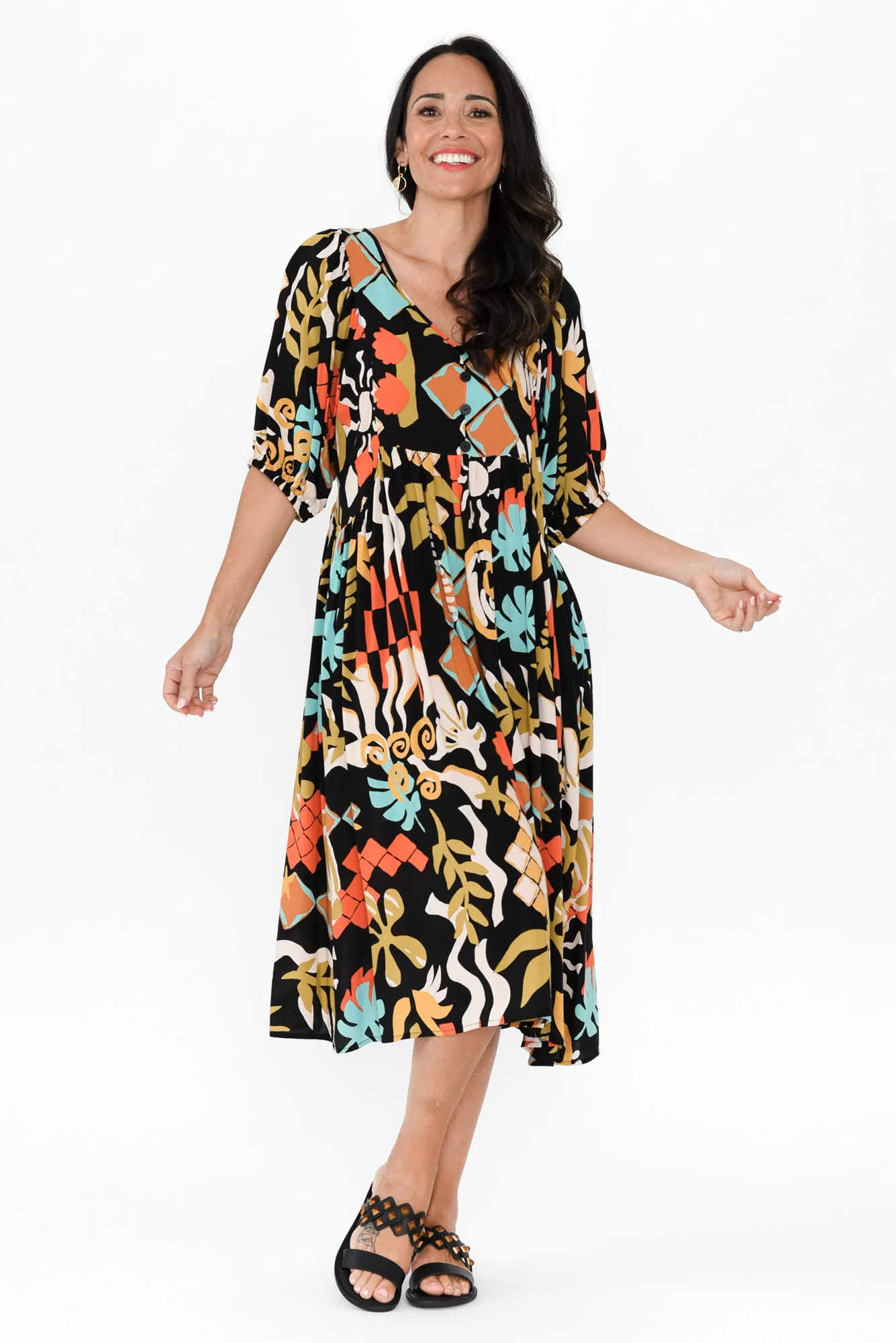 Pansy Black Tile Pocket Dress